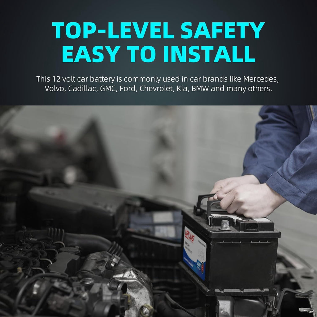 UPLUS Group Size 47 AGM Car Battery,H5 L2 12V 60Ah 660CCA 100RC Maintenance Free Start and Stop Automotive Replacement Battery