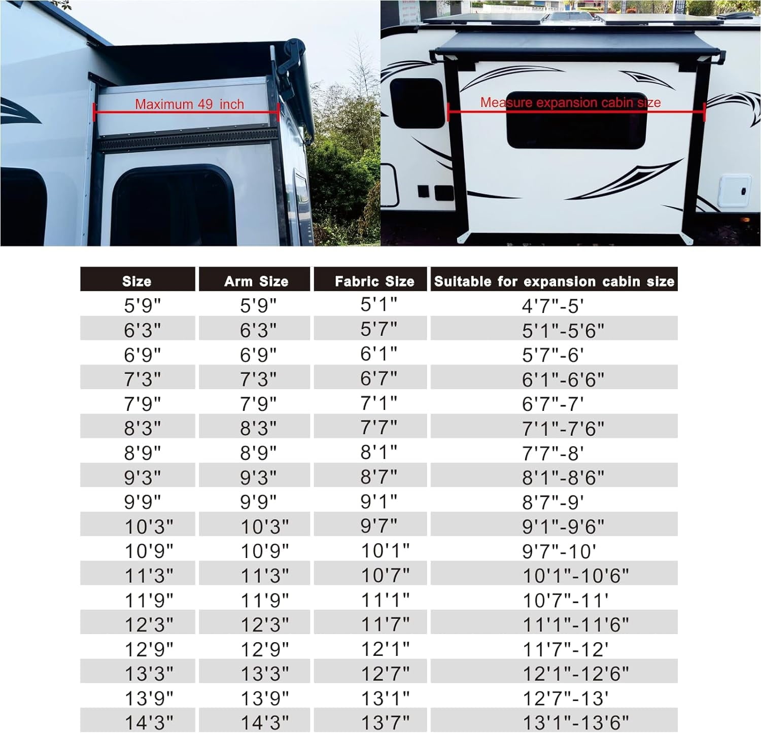 Dulepax RV Slide Out Awning Camper Topper Modular Slide Out Awning Kit for RVs,5th Wheels,Travel Trailers and Motorhomes-White,11'3''(10'7''Fabric)