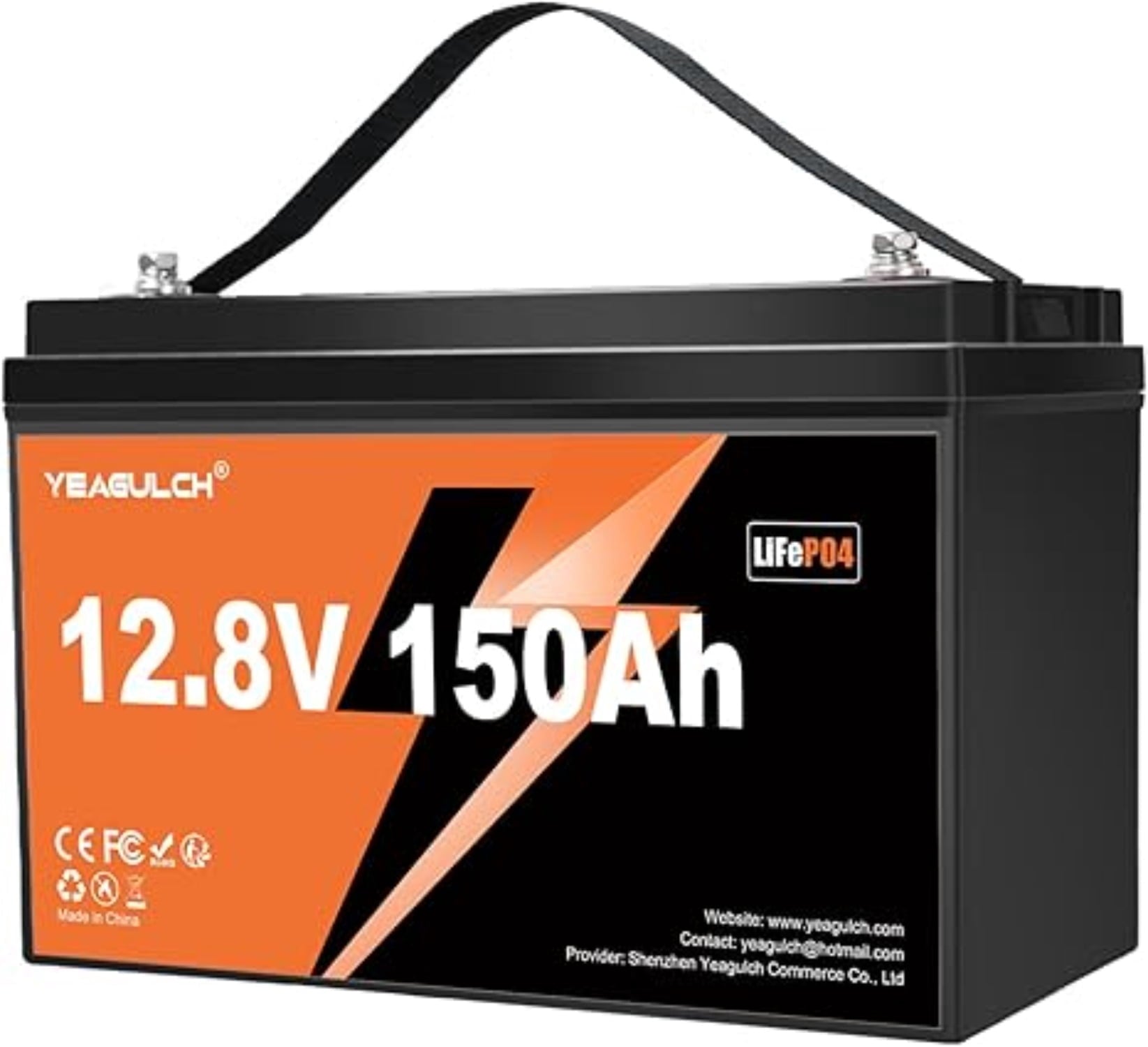 12V 150Ah LiFePO4 Lithium Battery Built-in 100A BMS 1920Wh 15000+ Deep Cycle Rechargable Low Temp Cut Off Battery for Camping, Solar, RV, Marine, Off-Grid Applications