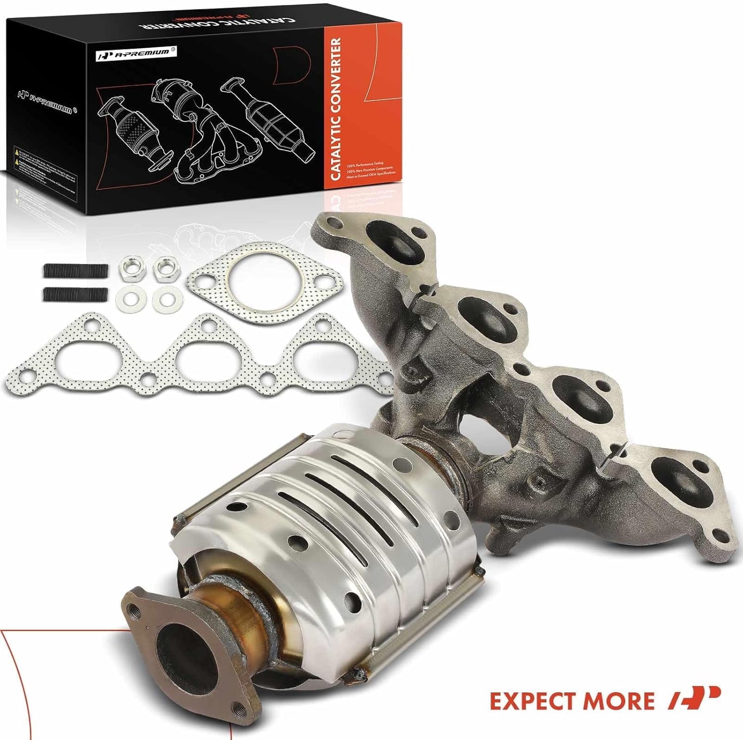A-Premium Front Exhaust Manifold Catalytic Converter Kit Direct-Fit Compatible with Hyundai Elantra 2003-2012, Tiburon 2007-2008 & Kia Soul 2010-2011, Spectra 2004-2009, Spectra5, 2.0L, EPA Compliant