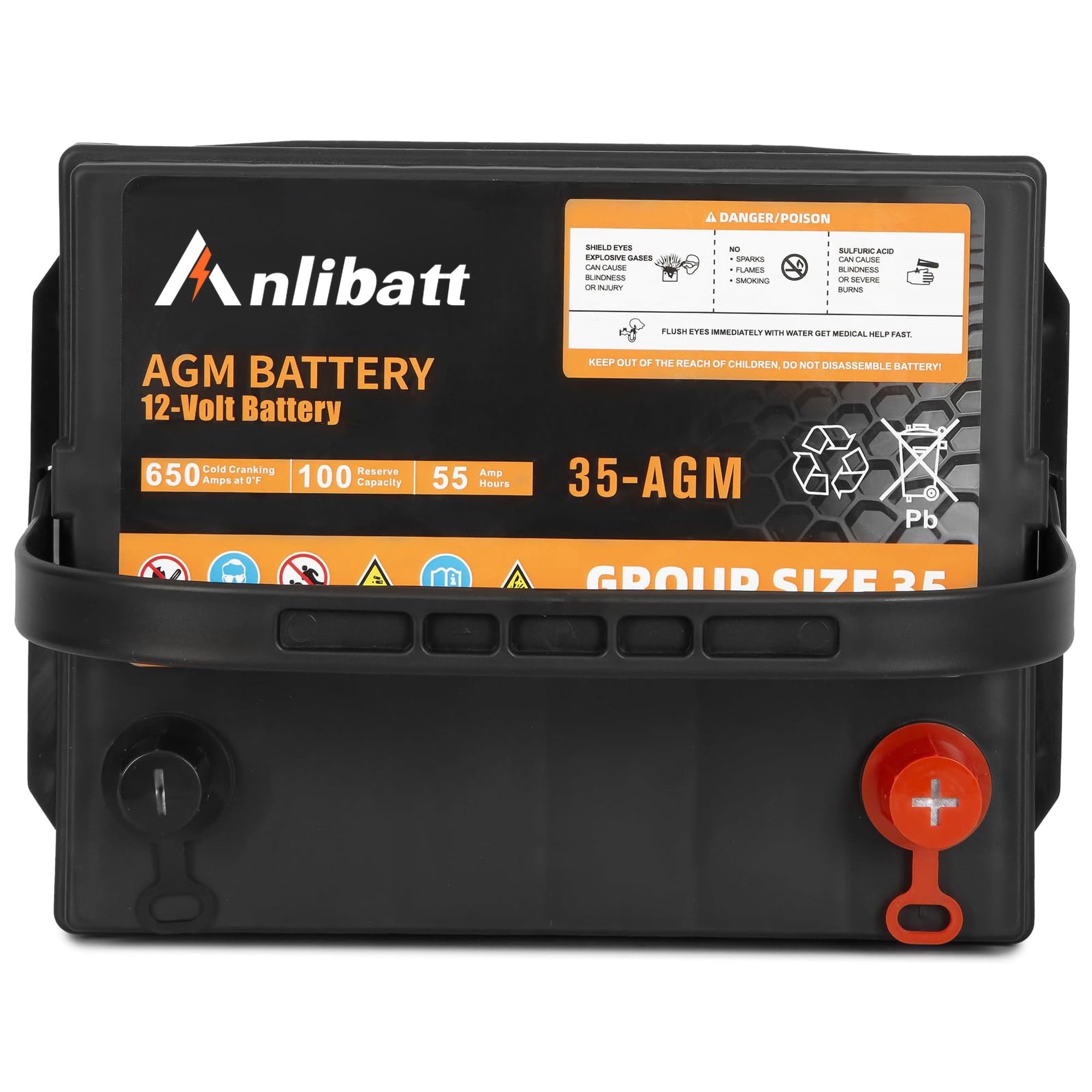 Anlibatt BCI Group 49 Battery, AGM 12 Volt Rechargeable Automotive Batteries for Car, H8 900CCA 95Ah 160RC Maintenance Free