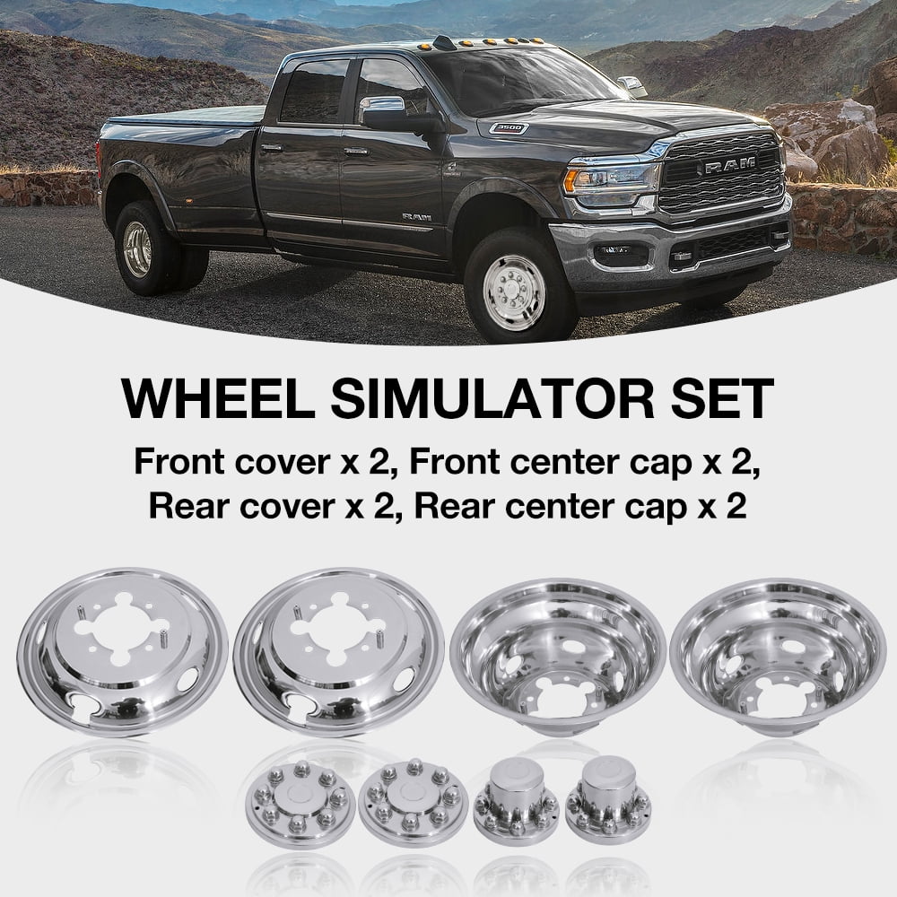 17 Inch 8 Lugs 5 Hand Holes Stainless Steel Wheel Simulators for 2003-2021 Dodge 3500 Dually Wheel Truck