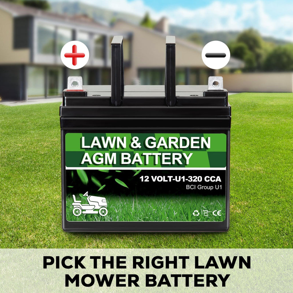 Anlibatt Lawn and Garden AGM Battery, Group Size U1 12 Volt, 350 CCA 33 Amp, Top Post for Lawn Mower/Tractor