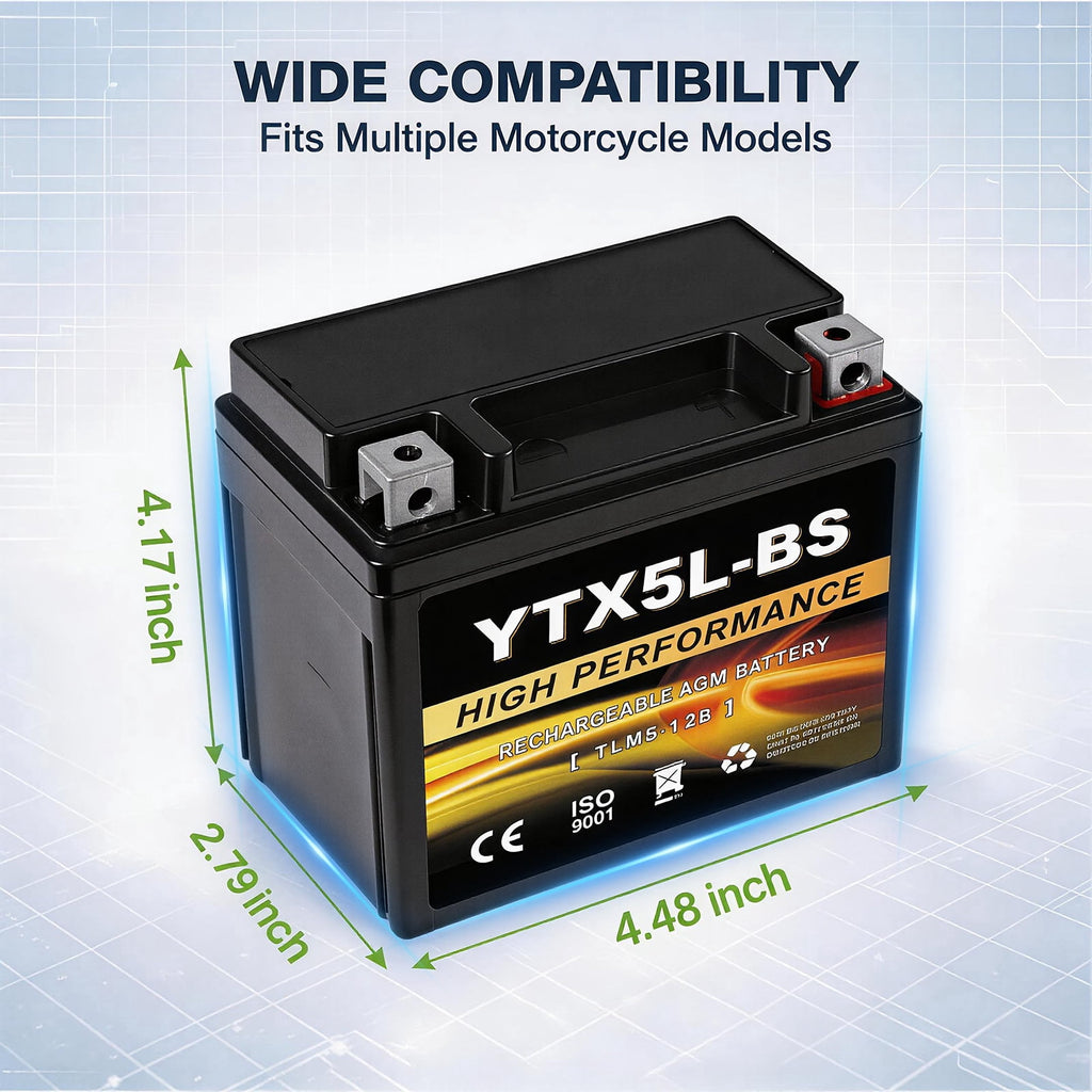 Anlibatt YTX14-BS Motorcycle Battery 12V 12Ah 200CCA Rechargeable Sealed Batteries Powersport Replacement for ATV, Scooter, Jet ski, Dirt Bike