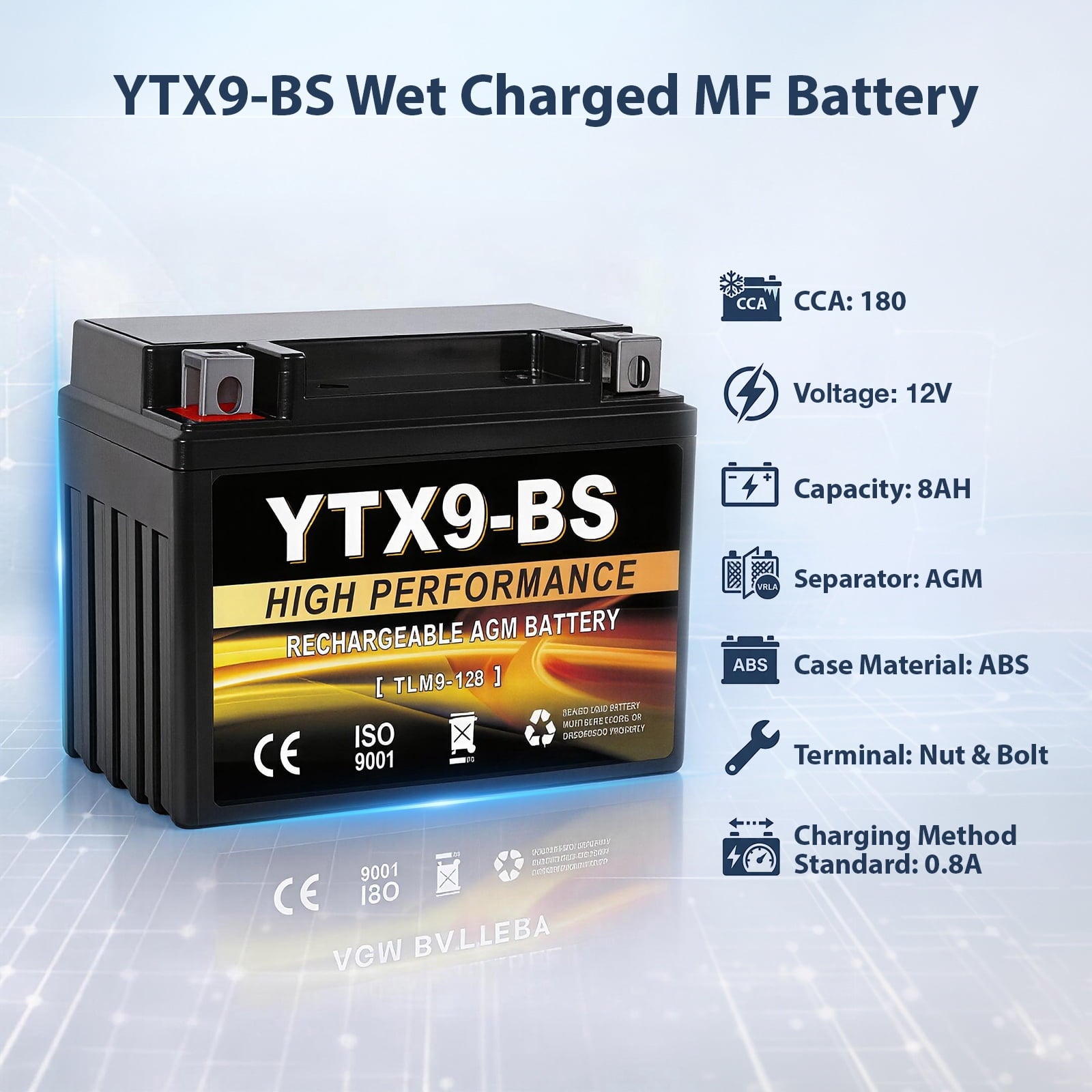 Anlibatt YTX20HL-BS Motorcycle Battery 12V 18Ah 300CCA Rechargeable Sealed Batteries Powersport Replacement for ATV, Scooter, Jet ski, Dirt Bike
