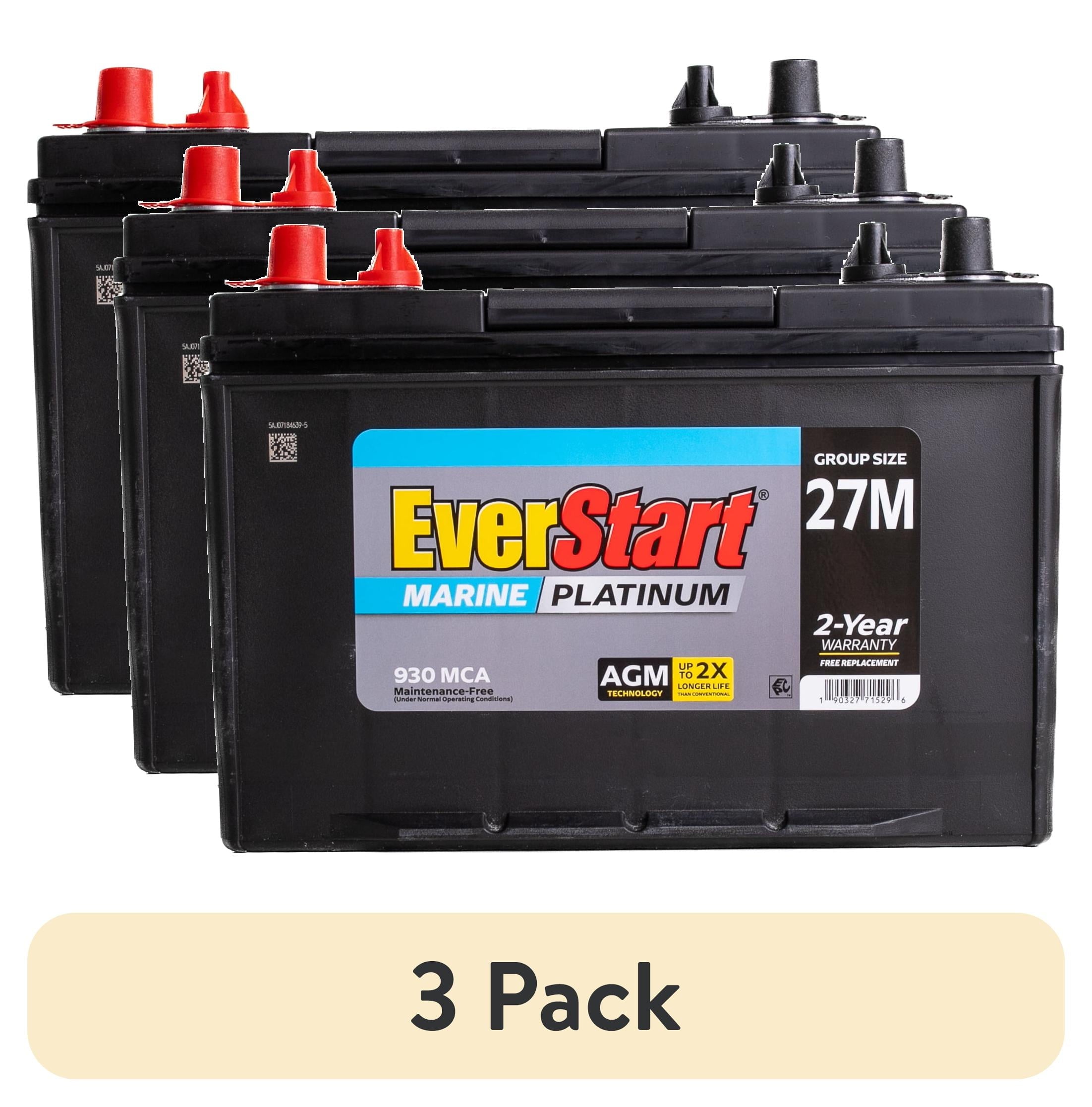 EverStart Platinum AGM Marine Deep Cycle Battery, Group 27M, 930 MCA, 175 RC, 12V, Vehicle Batteries
