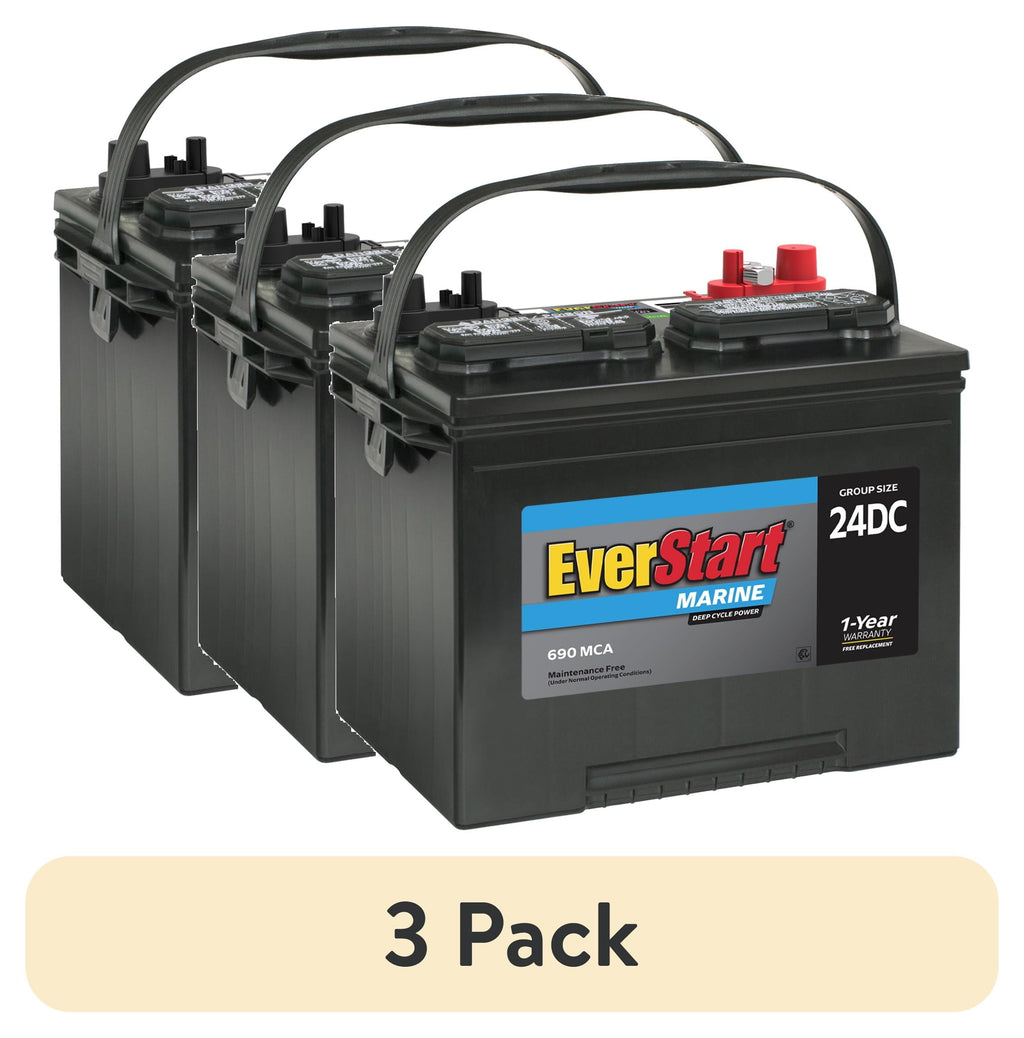 (2 pack) EverStart Lead Acid Marine & RV Deep Cycle Battery, Group Size 24DC 12 Volt, 690 MCA*