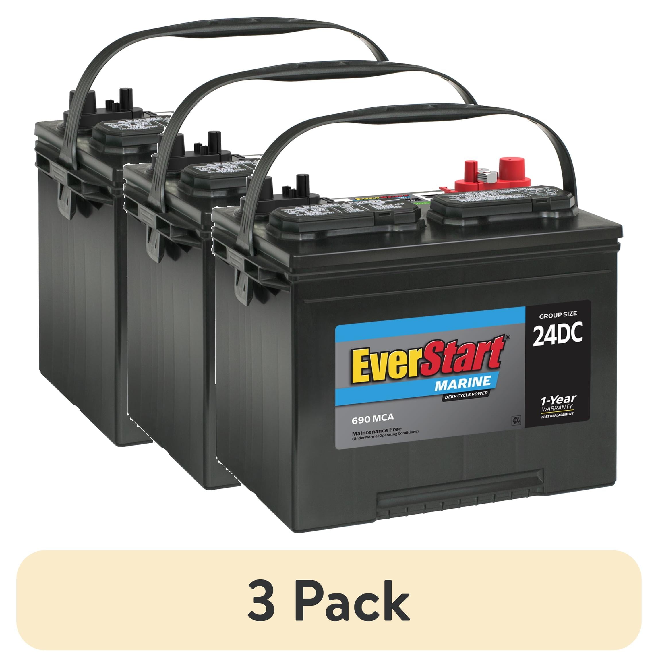 (2 pack) EverStart Lead Acid Marine & RV Deep Cycle Battery, Group Size 24DC 12 Volt, 690 MCA*