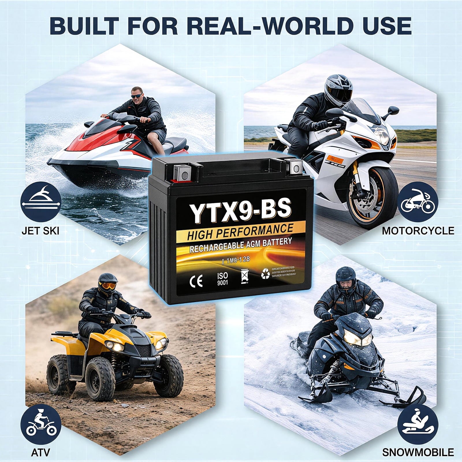 Anlibatt YTX20HL-BS Motorcycle Battery 12V 18Ah 300CCA Rechargeable Sealed Batteries Powersport Replacement for ATV, Scooter, Jet ski, Dirt Bike