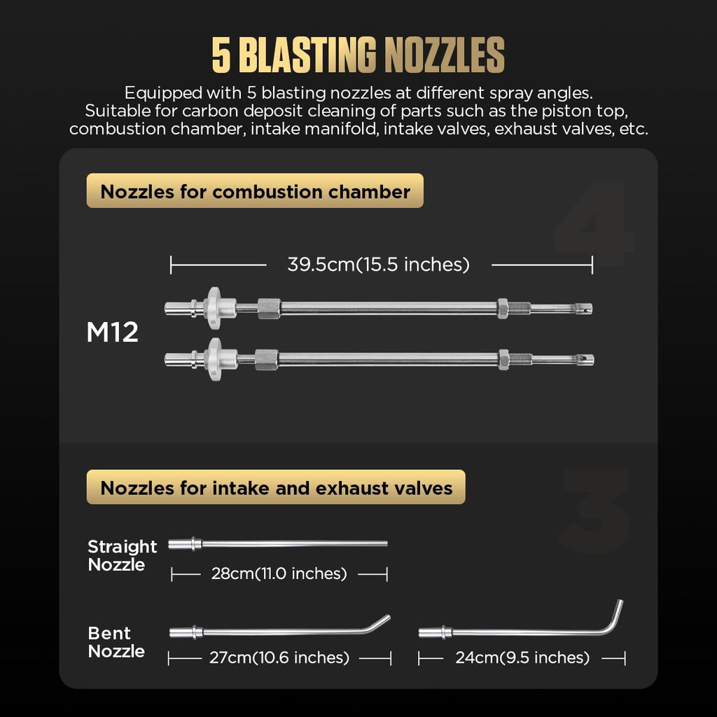 Autool HTS558 Walnut Blaster, 1200W Engine Intake Valve Carbon Cleaner, 13L Capacity with Extension Nozzle & Built-in Filter