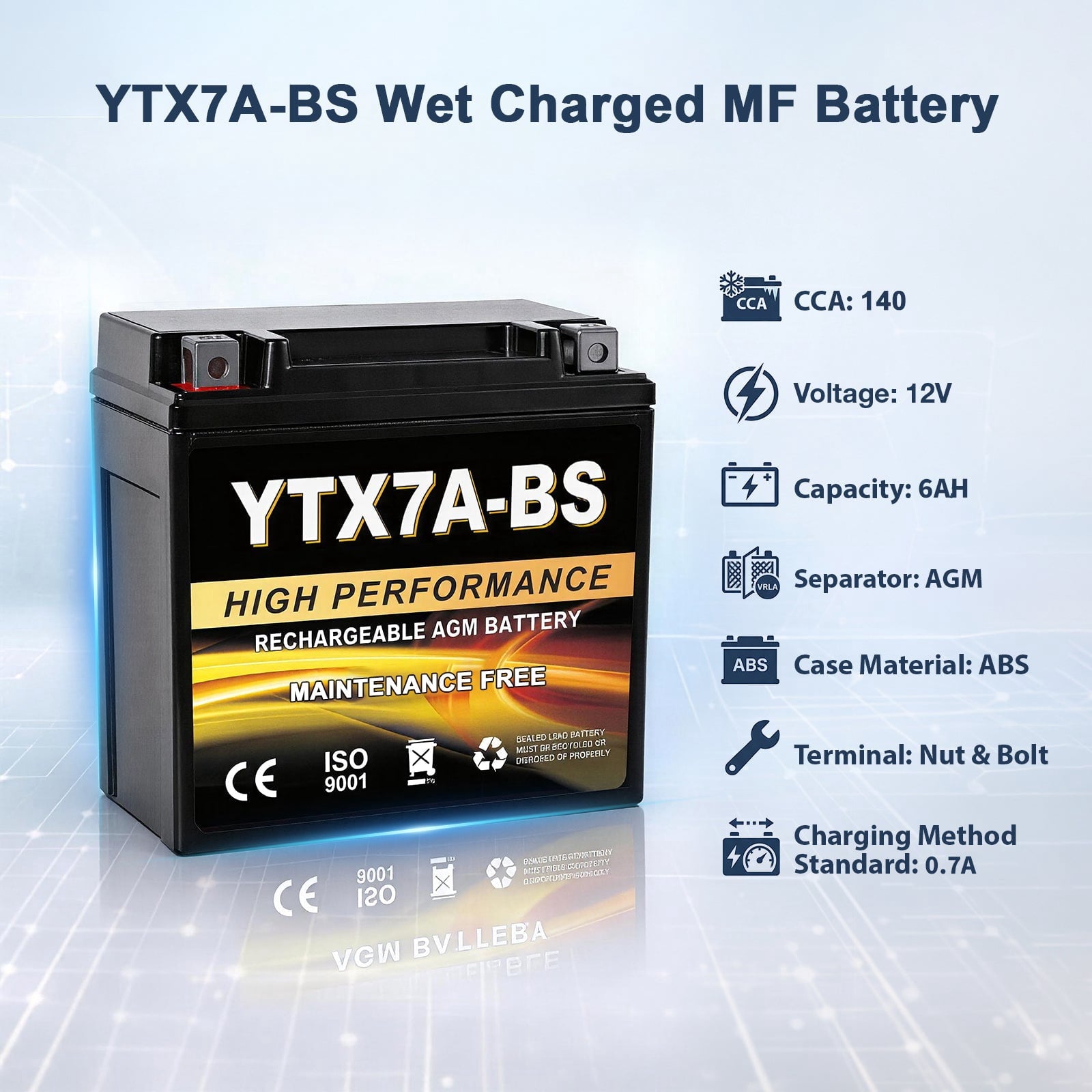 Anlibatt YTX20HL-BS Motorcycle Battery 12V 18Ah 300CCA Rechargeable Sealed Batteries Powersport Replacement for ATV, Scooter, Jet ski, Dirt Bike