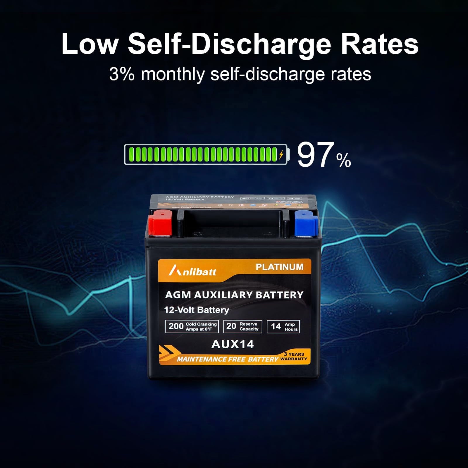 Anlibatt Platinum AGM Group 49 Battery, 12 Volt Rechargeable Automotive Batteries for Car, H8 900CCA 95Ah 160RC
