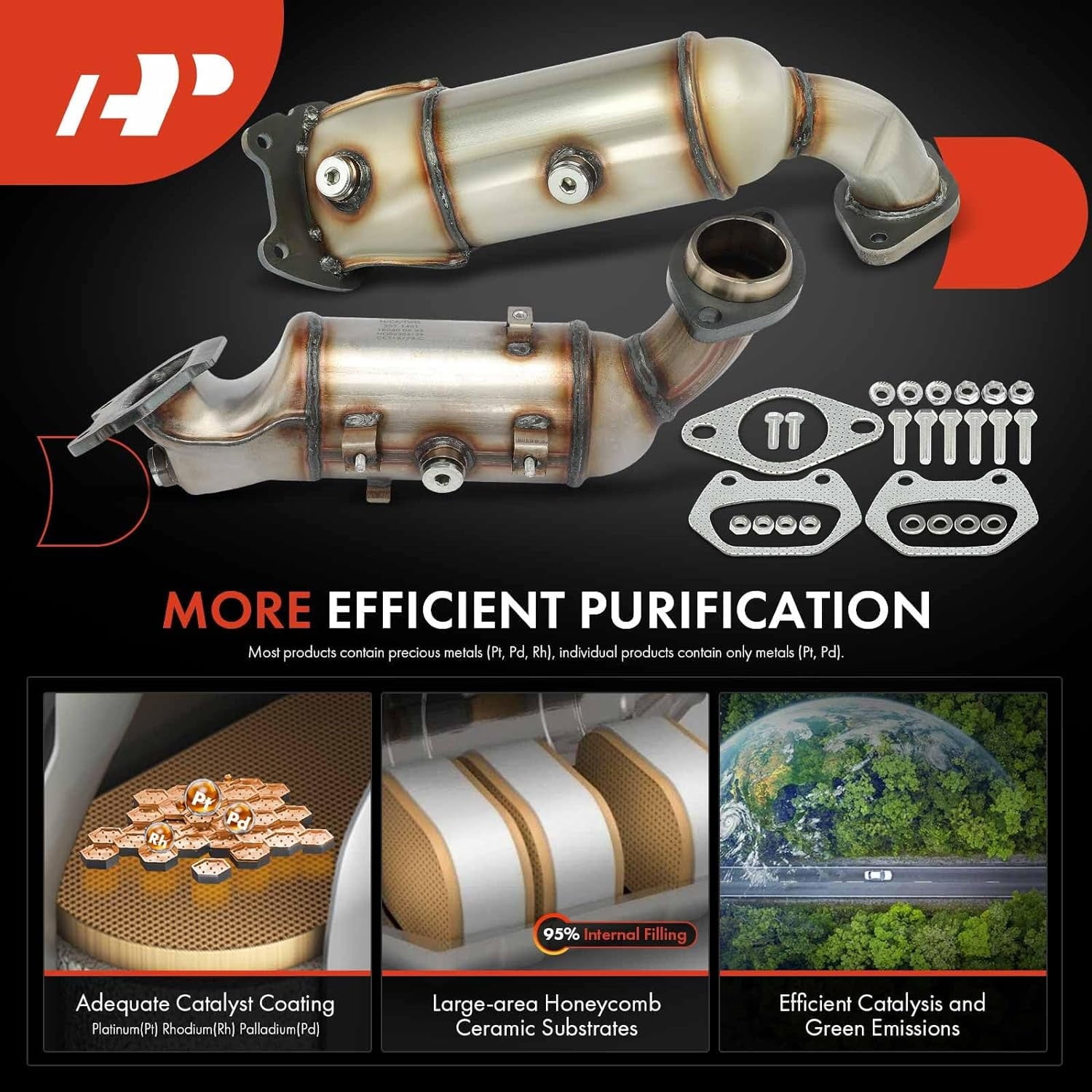 A-Premium Front and Rear 2-PC Catalytic Converter Kit Direct-Fit Compatible with Dodge Grand Caravan Journey Avenger & Chrysler Town & Country 200 & Volkswagen Routan & Ram C/V 3.6L EPA Compliant