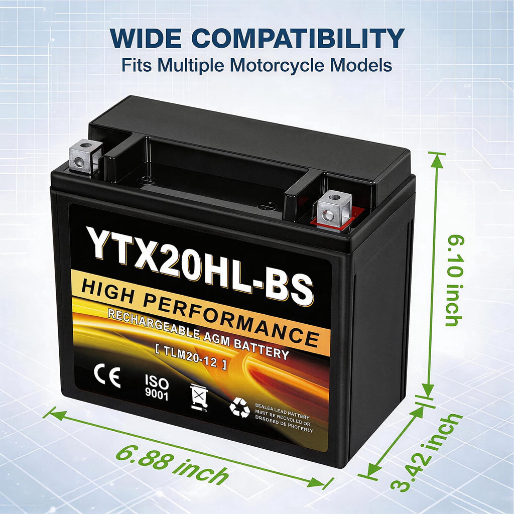 Anlibatt YTX20HL-BS Motorcycle Battery 12V 18Ah 300CCA Rechargeable Sealed Batteries Powersport Replacement for ATV, Scooter, Jet ski, Dirt Bike