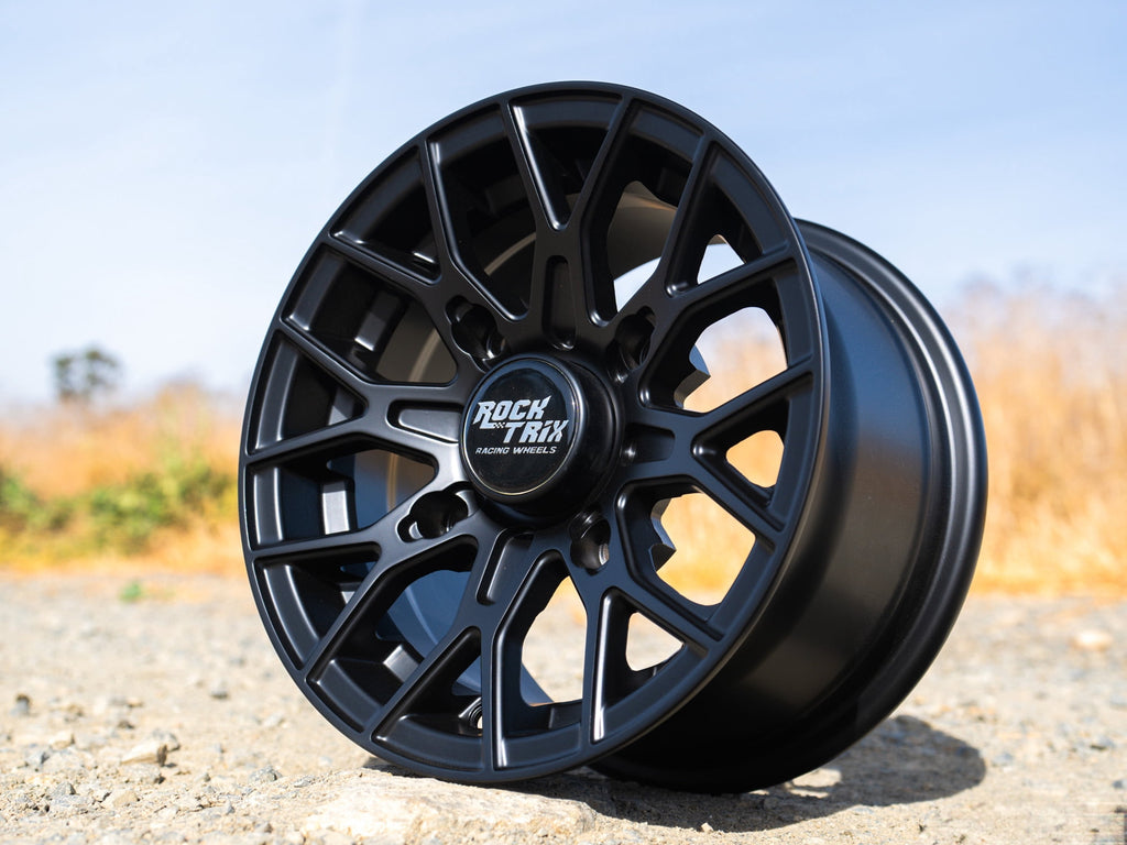 RockTrix RT104 4pc 14in ATV Wheels 4x110 Rims, 14x7, 5+2 Offset, For ATV UTV with IRS (Independent Rear Suspension), Compatible with Honda Kawasaki Yamaha Suzuki 4/110 (Set of 4)