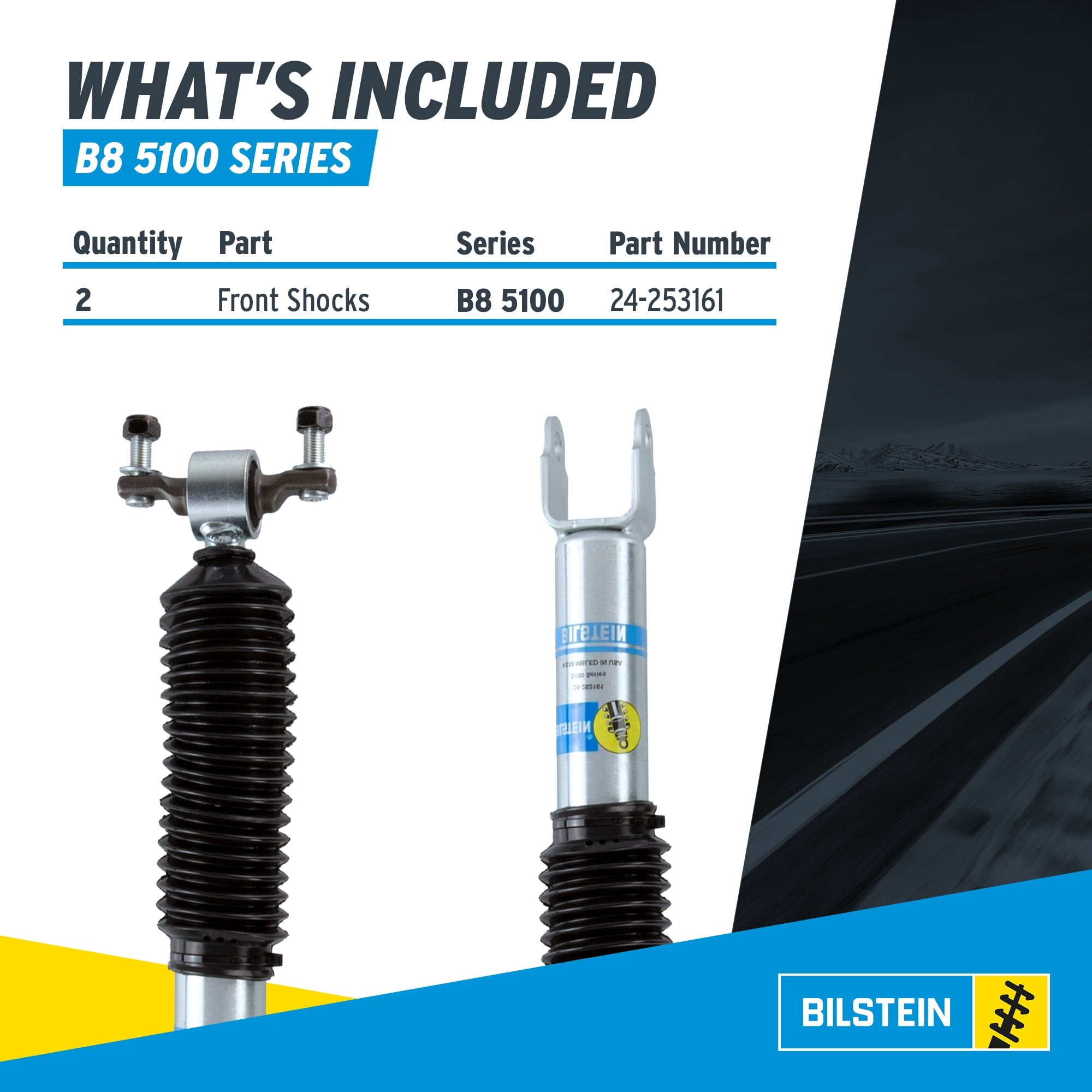 Bilstein Set of Front and Rear B8 5100 Series Shocks Compatible with 2011-2025 Silverado / Sierra 2500 / 3500 HD with 1.5 Front & 0-1 Rear Lift