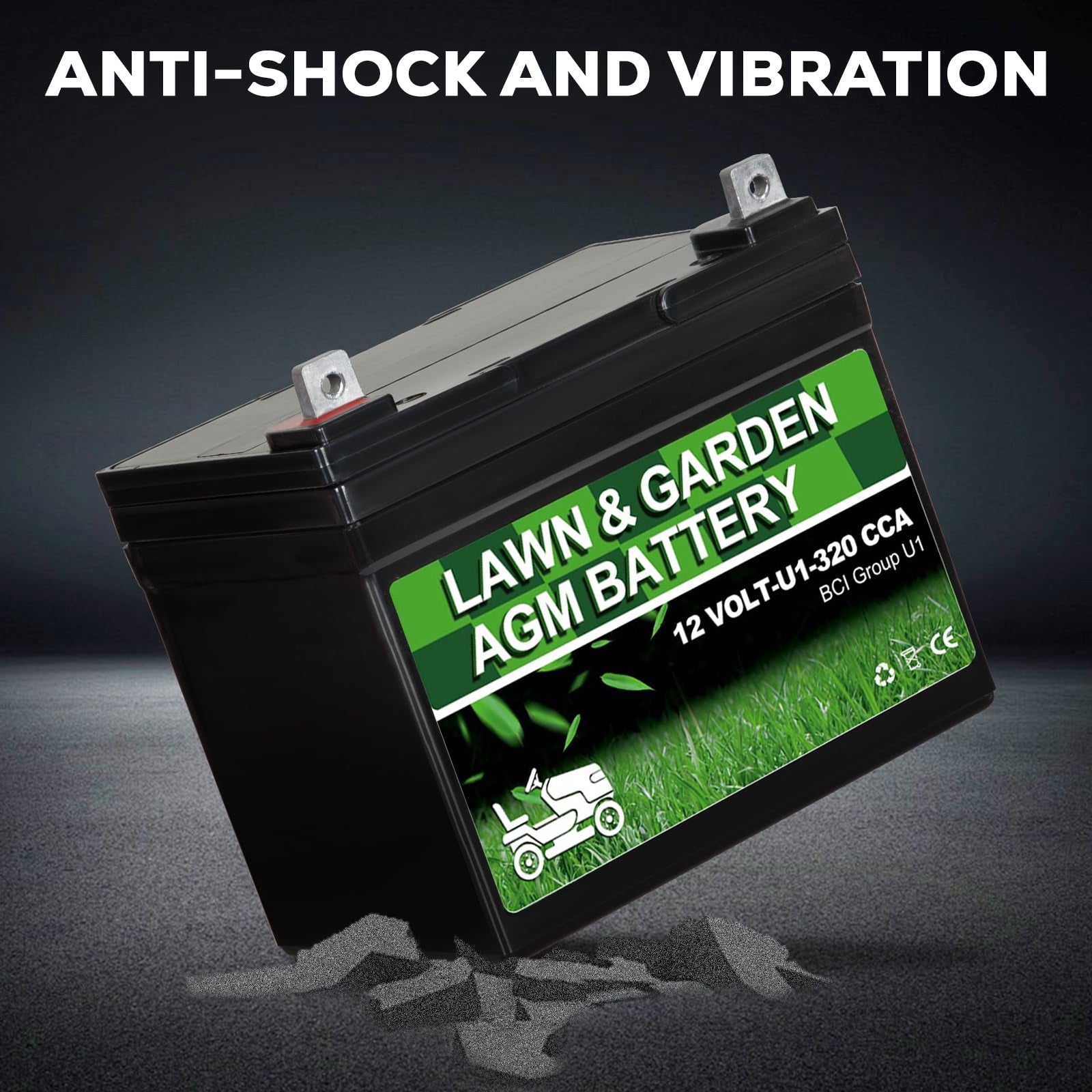 ANLIBATT Lawn Mower Battery AGM Group Size U1 12 Volt 320 CCA BMS Sealed Lead Acid Batteries for John Deere Cub Cadet Garden Tractor Lawnmower