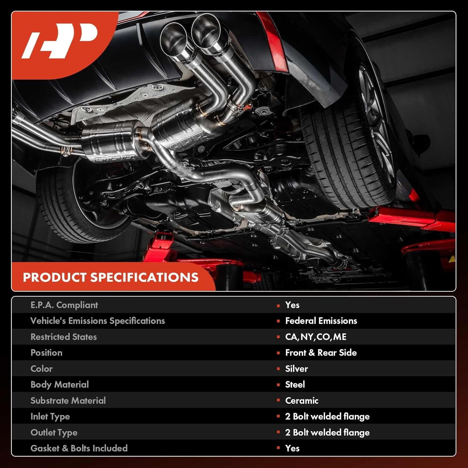 A-Premium Front and Rear 2-PC Catalytic Converter Kit Direct-Fit Compatible with Dodge Grand Caravan Journey Avenger & Chrysler Town & Country 200 & Volkswagen Routan & Ram C/V 3.6L EPA Compliant