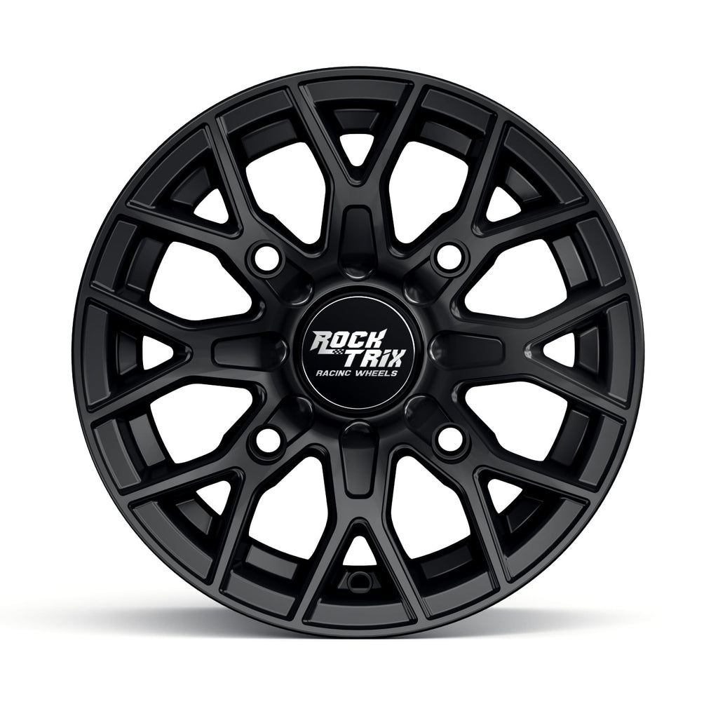 RockTrix RT104 4pc 14in ATV Wheels 4x110 Rims, 14x7, 5+2 Offset, For ATV UTV with IRS (Independent Rear Suspension), Compatible with Honda Kawasaki Yamaha Suzuki 4/110 (Set of 4)
