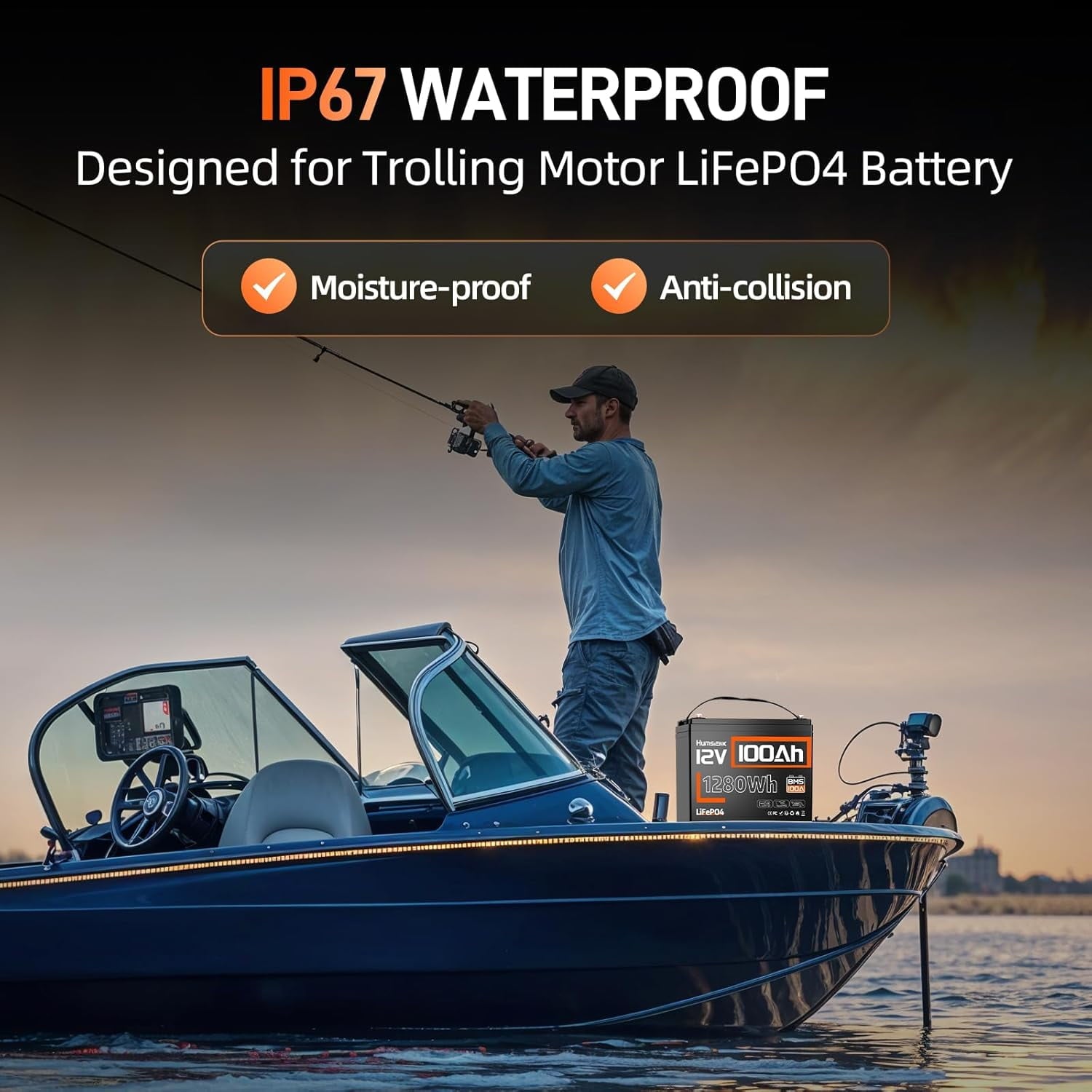HumsiENK 12V 100Ah LiFePO4 Battery Group 24 Lithium Battery 100A BMS with Low Temp Cutoff, 15000+ Deep Cycles for RV Solar Marine Trolling Moto Off-Grid, Lithium Iron Phosphate Batteries