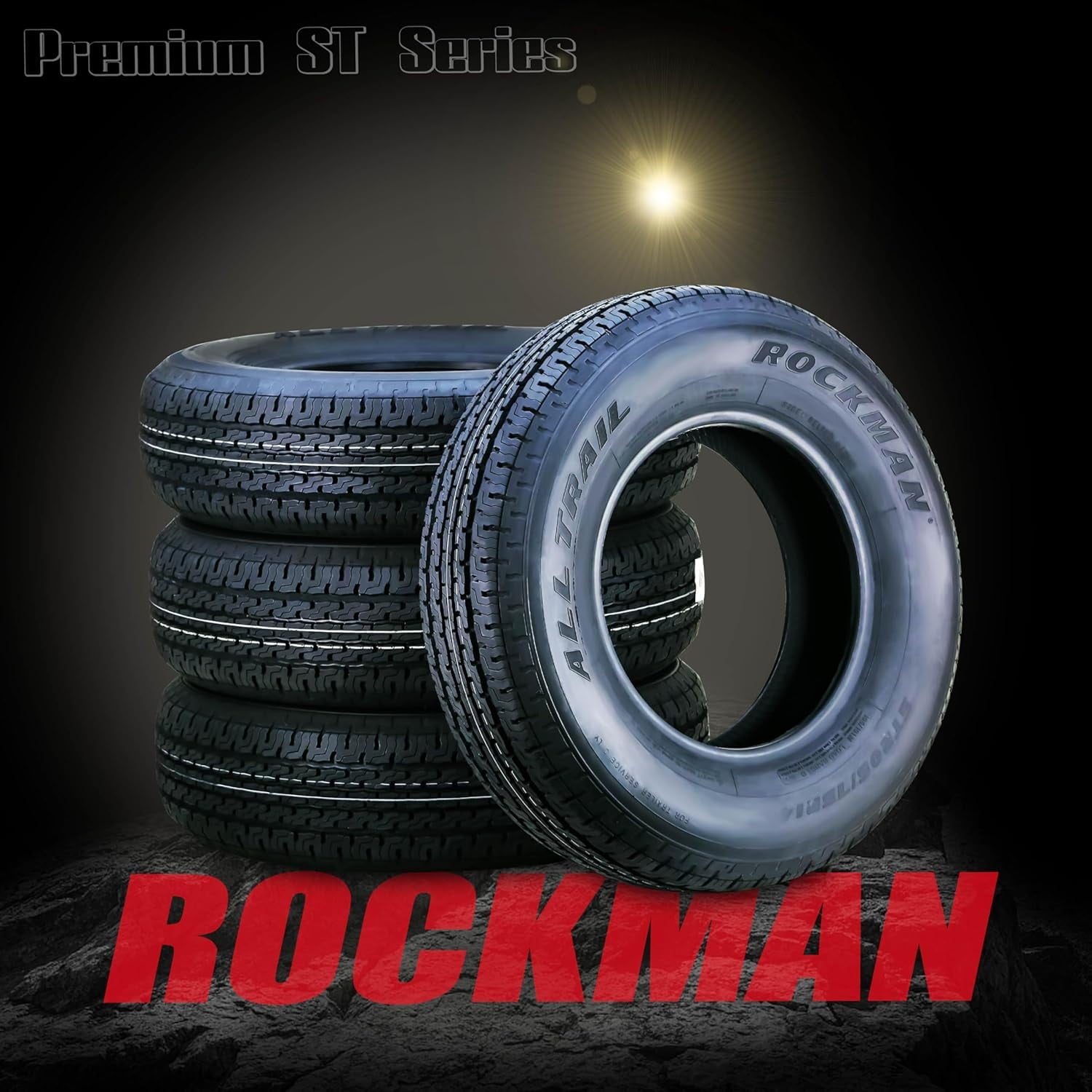 ROCKMAN Trailer Tire ST225/75R15 10-Ply Load Range E 117M Steel Belted Radial 11168, Set4