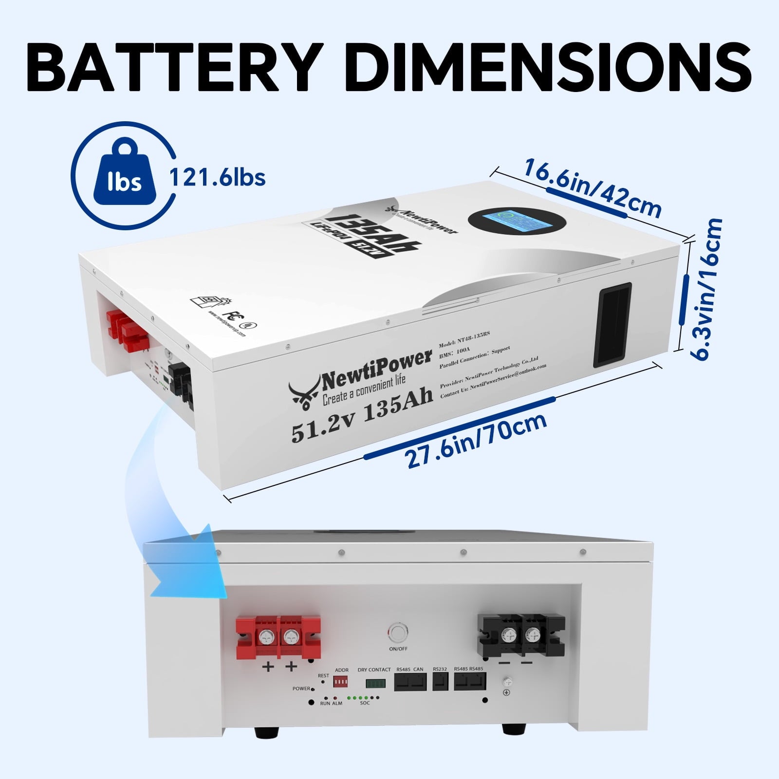 48V 100Ah 3U 5.12KW Server Rack Lithium LiFePO4 Battery with Monitor&100A BMS Grade A Cells, Supports CAN/RS232/RS485,10000+ Cycles,Perfect for RV,Home Storage,Solar Power System