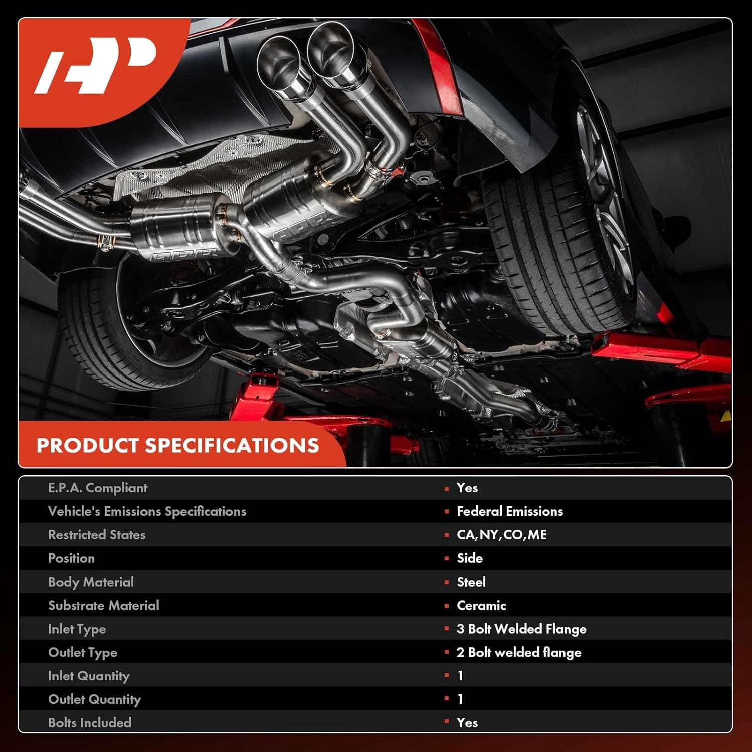 A-Premium Rear Catalytic Converter W/Gasket Kit Direct-Fit Compatible with Nissan Vehicles - Altima 2007 2008 2009 2010 2011 2012 2013 2014 2015 2016 2017 2018 - L4 2.5L - E.P.A. Compliant
