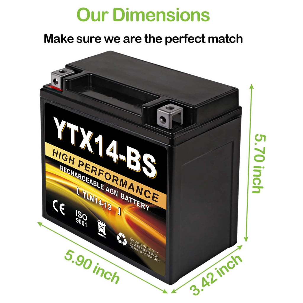 Anlibatt YTX20HL-BS Motorcycle Battery 12V 18Ah 300CCA Rechargeable Sealed Batteries Powersport Replacement for ATV, Scooter, Jet ski, Dirt Bike