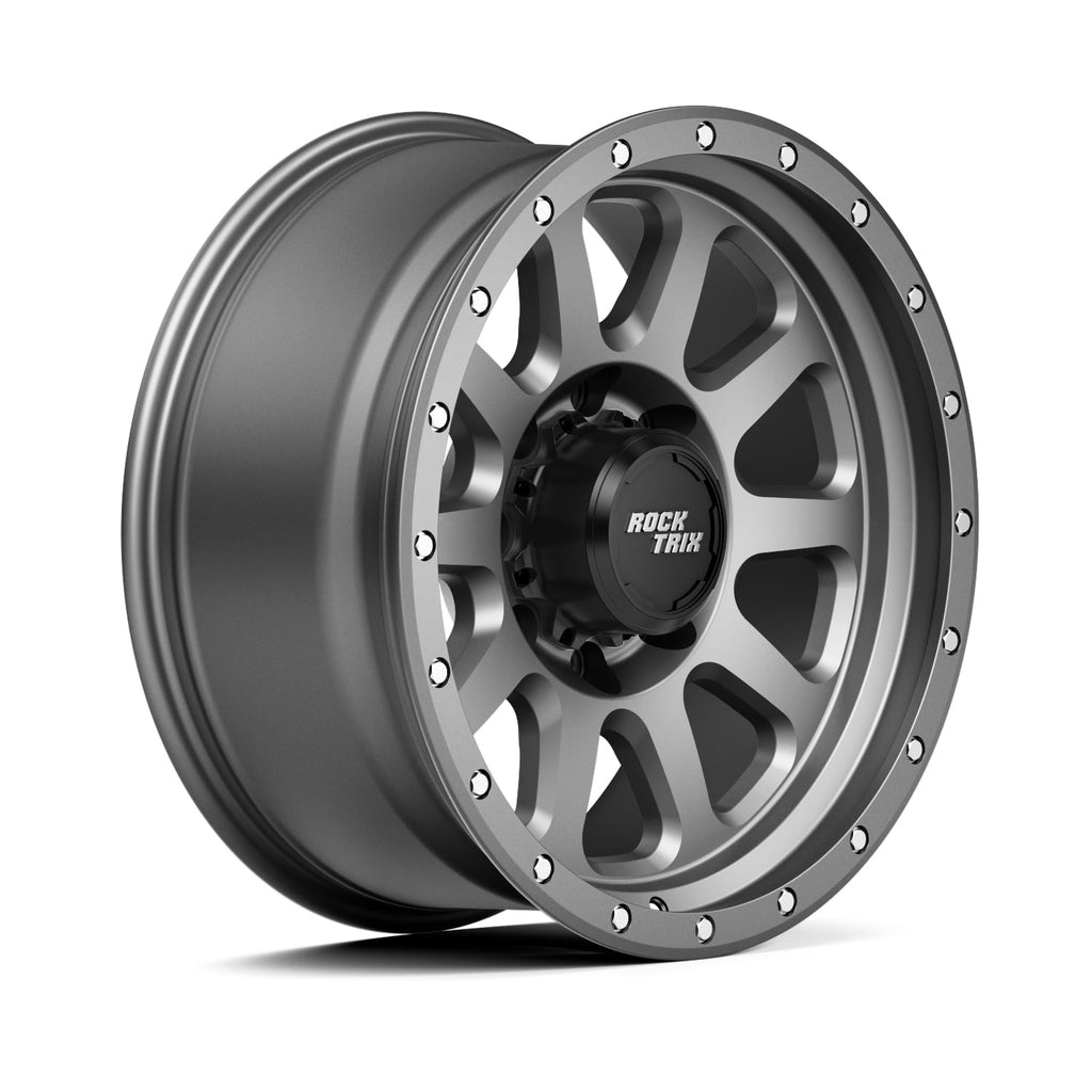 RockTrix RT111 18 inch Wheel 8x170 Compatible with Ford 1999+ F250 F350, 18x9 (-12 Offset, 4.5 Backspace), Black, Also fits 2000-2005 Excursion F-250 F-350 Super Duty