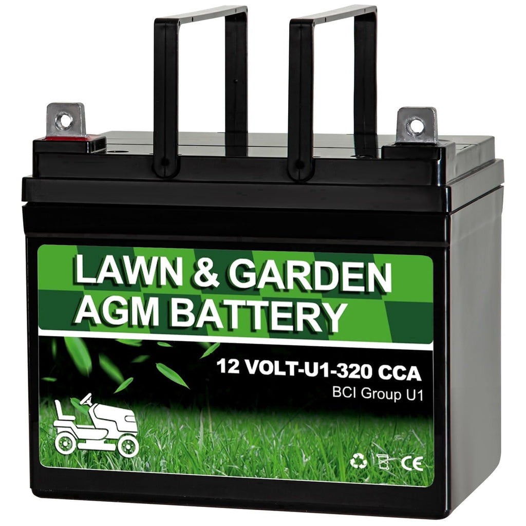 Anlibatt Lawn and Garden AGM Battery, Group Size U1 12 Volt, 350 CCA 33 Amp, Top Post for Lawn Mower/Tractor