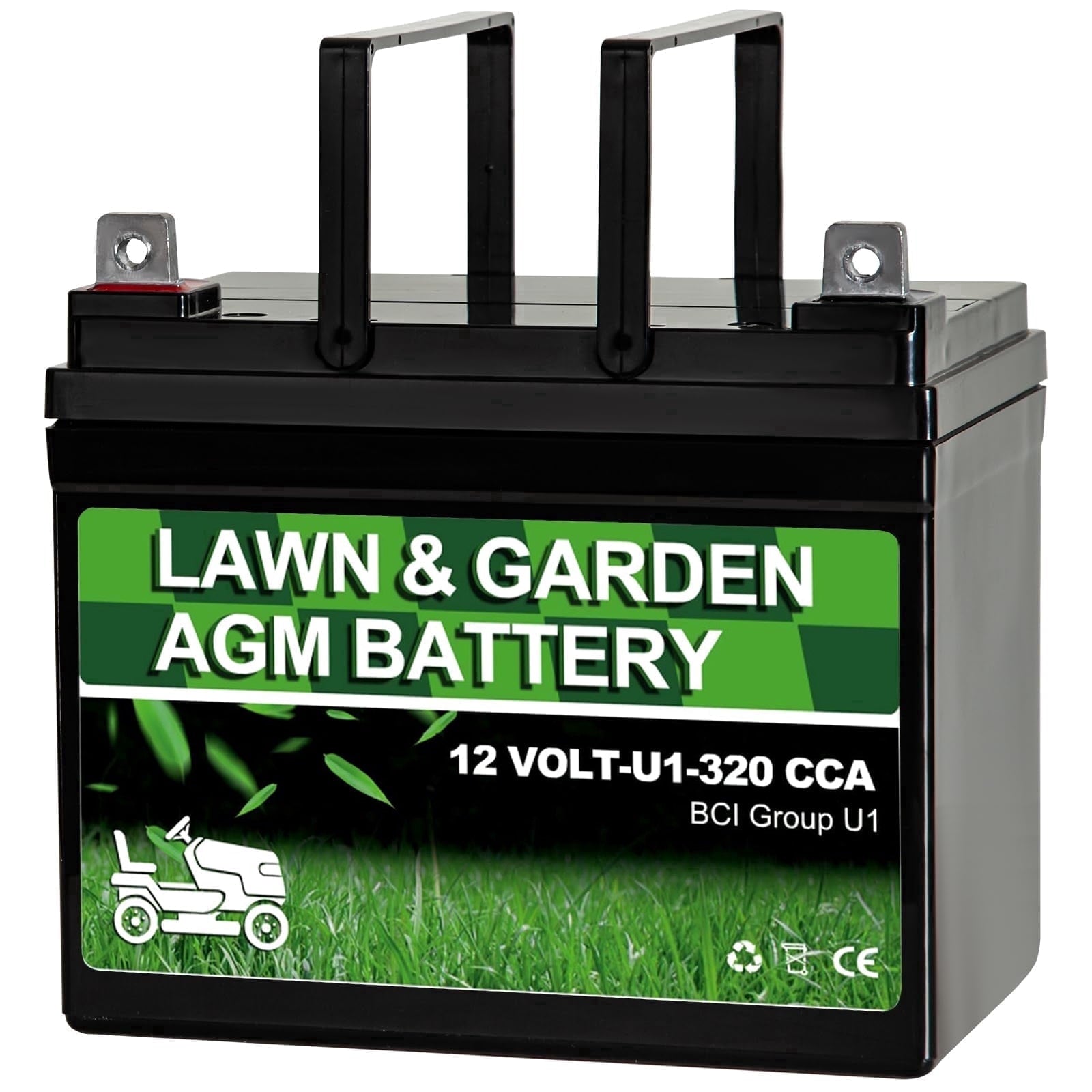 Anlibatt Lawn and Garden AGM Battery, Group Size U1 12 Volt, 350 CCA 33 Amp, Top Post for Lawn Mower/Tractor