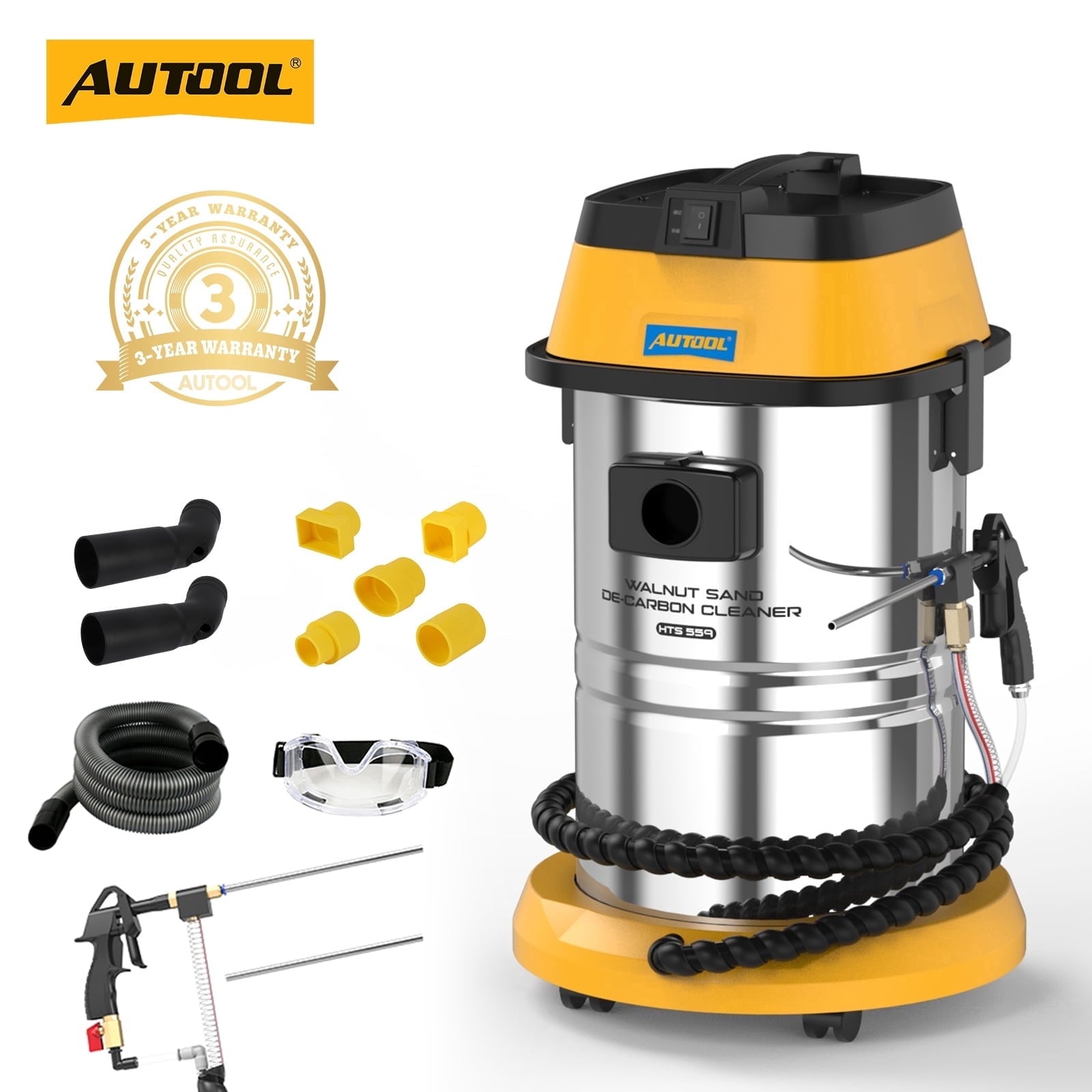 Autool HTS558 Walnut Blaster, 1200W Engine Intake Valve Carbon Cleaner, 13L Capacity with Extension Nozzle & Built-in Filter