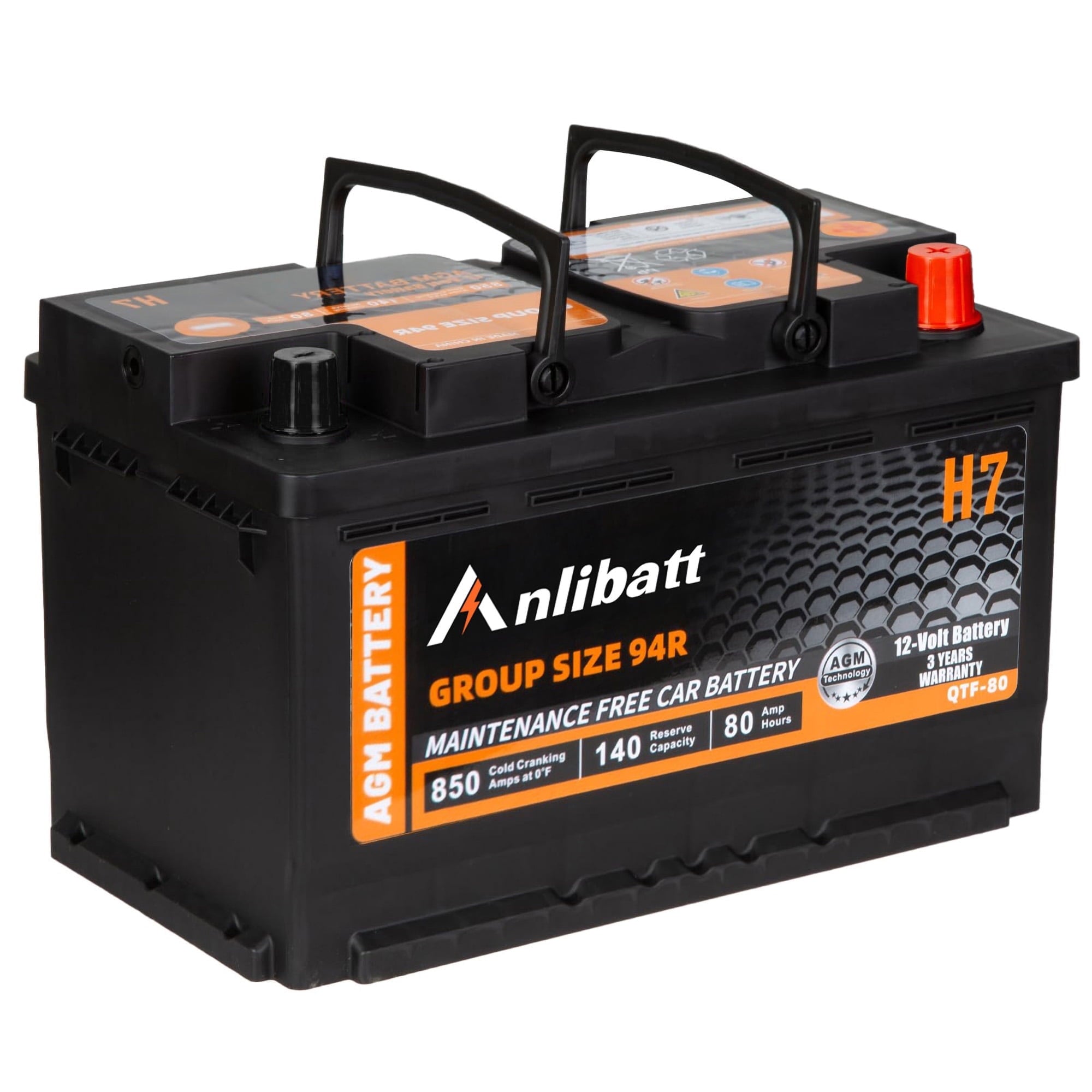 Anlibatt BCI Group 49 Battery, AGM 12 Volt Rechargeable Automotive Batteries for Car, H8 900CCA 95Ah 160RC Maintenance Free