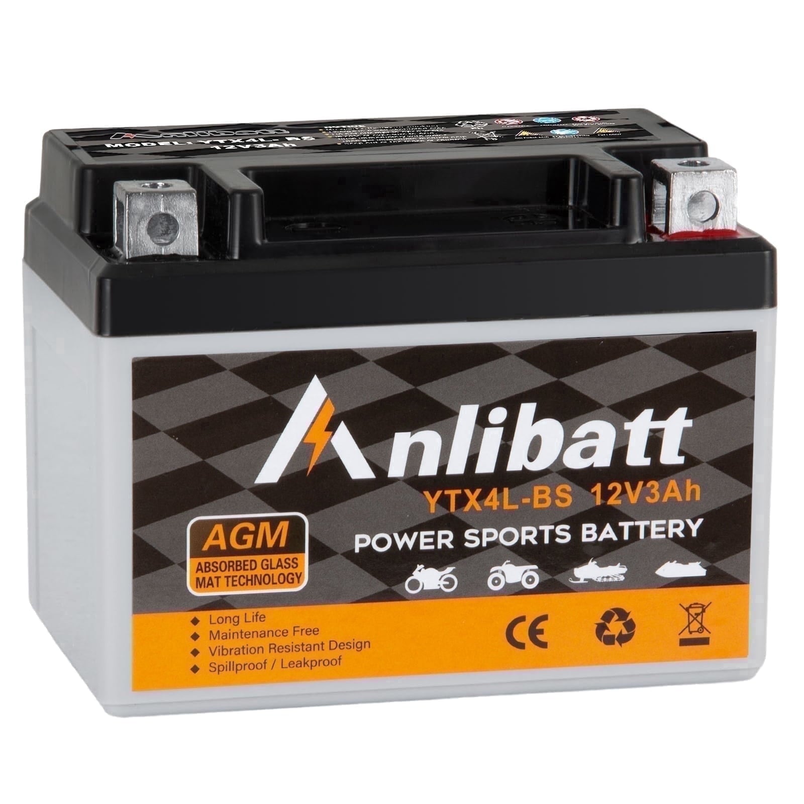 Anlibatt YTX20HL-BS Motorcycle Battery 12V 18Ah 300CCA Rechargeable Sealed Batteries Powersport Replacement for ATV, Scooter, Jet ski, Dirt Bike