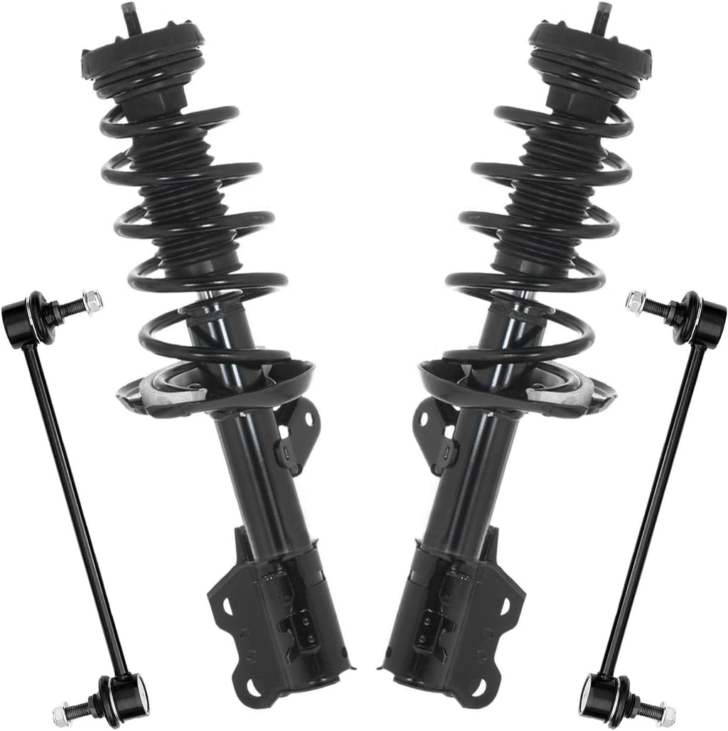 Detroit Axle - AWD Front Struts Sway Bars for 2013-2022 Chevrolet Trax Buick Encore 2 Struts with Coil Spring 2 Sway Bar End Links 2014 2015 2016 2017 2018 2019 2020 2021 Replacement Suspension