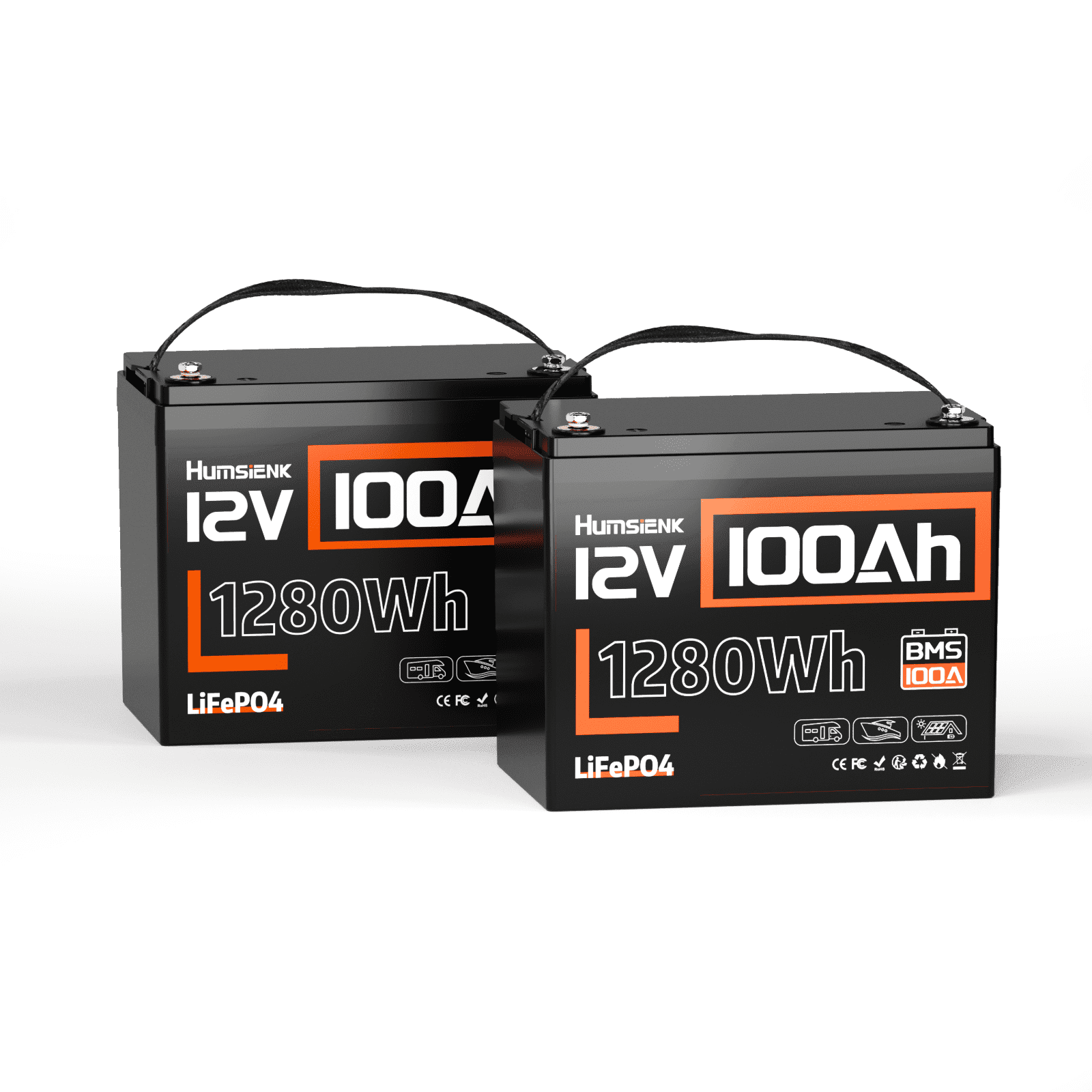 HumsiENK 12V 100Ah LiFePO4 Battery Group 24 Lithium Battery 100A BMS with Low Temp Cutoff, 15000+ Deep Cycles for RV Solar Marine Trolling Moto Off-Grid, Lithium Iron Phosphate Batteries