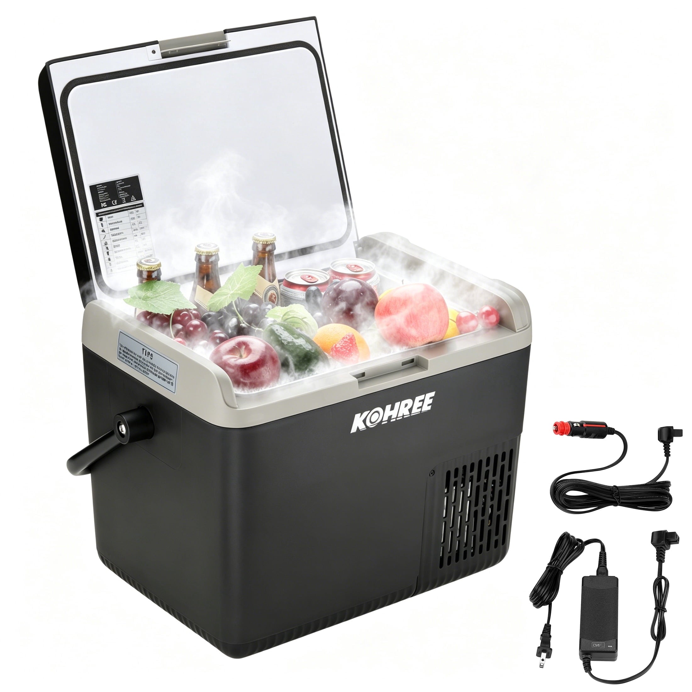 Kohree 53QT (50L) Portable Car Refrigerator Freezer 12V/24V DC Dual Zone Electric Cooler -7°F-50°F with Wheels & Handle for RV, Truck, Boat, Camping, Outdoor
