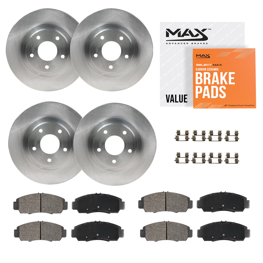 Max Advanced Brakes - Brake Kit for 2006 2007 2008 2009 2010 Chevy Impala 2006 2007 Monte Carlo Front and Rear Replacement Disc Brake Rotors and Ceramic Brake Pads