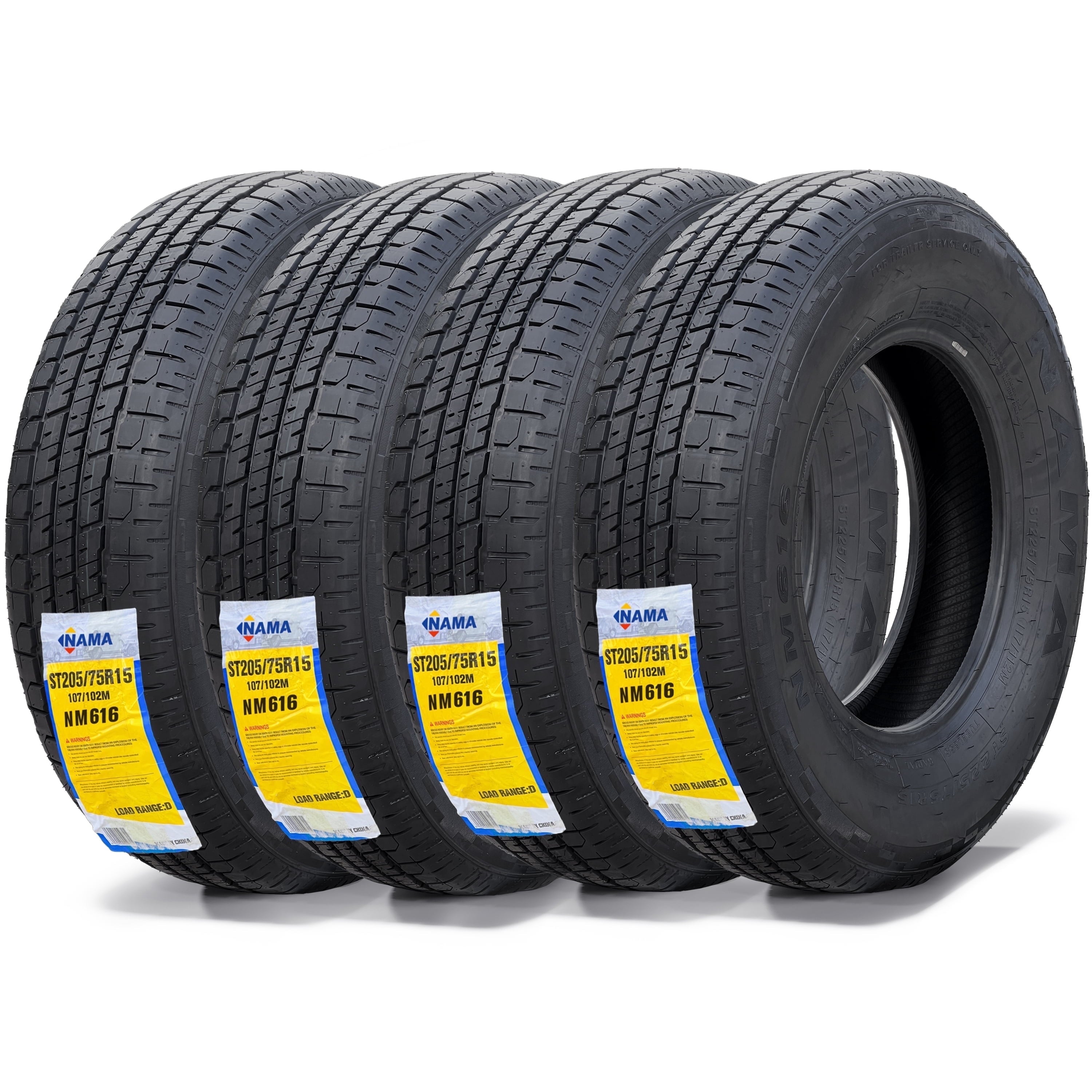 NAMA ST205/75R15 Trailer Tires Set of 4-205/75/15 Trailer Tire 10 Ply Load Range E Heavy Duty Radial Tires