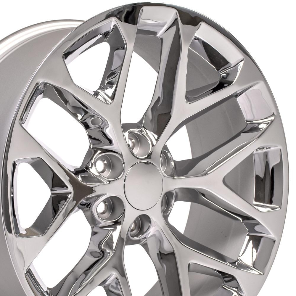 OE Wheels CV98B 22 Inch Rim Fits Silverado 1500 Snowflake Style 6x139.7 22x9 Chrome - Hollander 5668 (1)