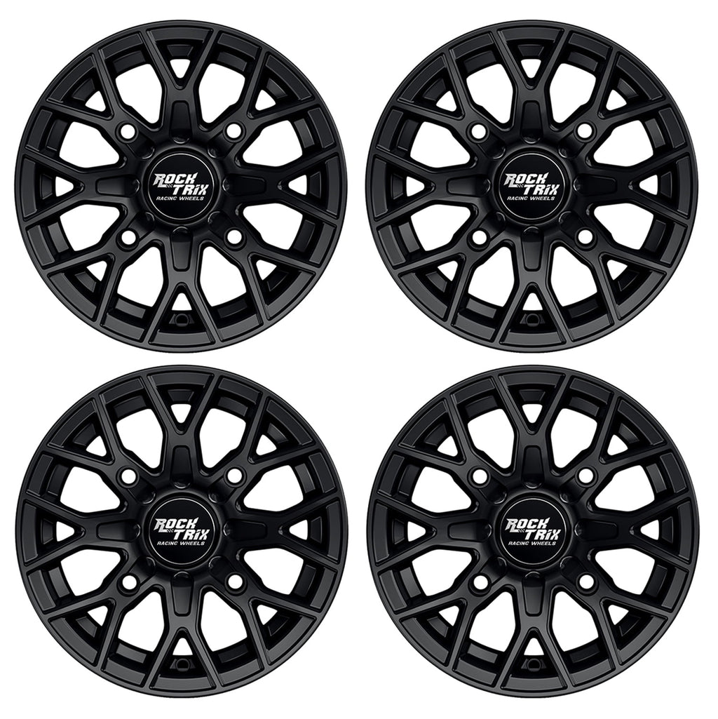 RockTrix RT104 4pc 14in ATV Wheels 4x110 Rims, 14x7, 5+2 Offset, For ATV UTV with IRS (Independent Rear Suspension), Compatible with Honda Kawasaki Yamaha Suzuki 4/110 (Set of 4)