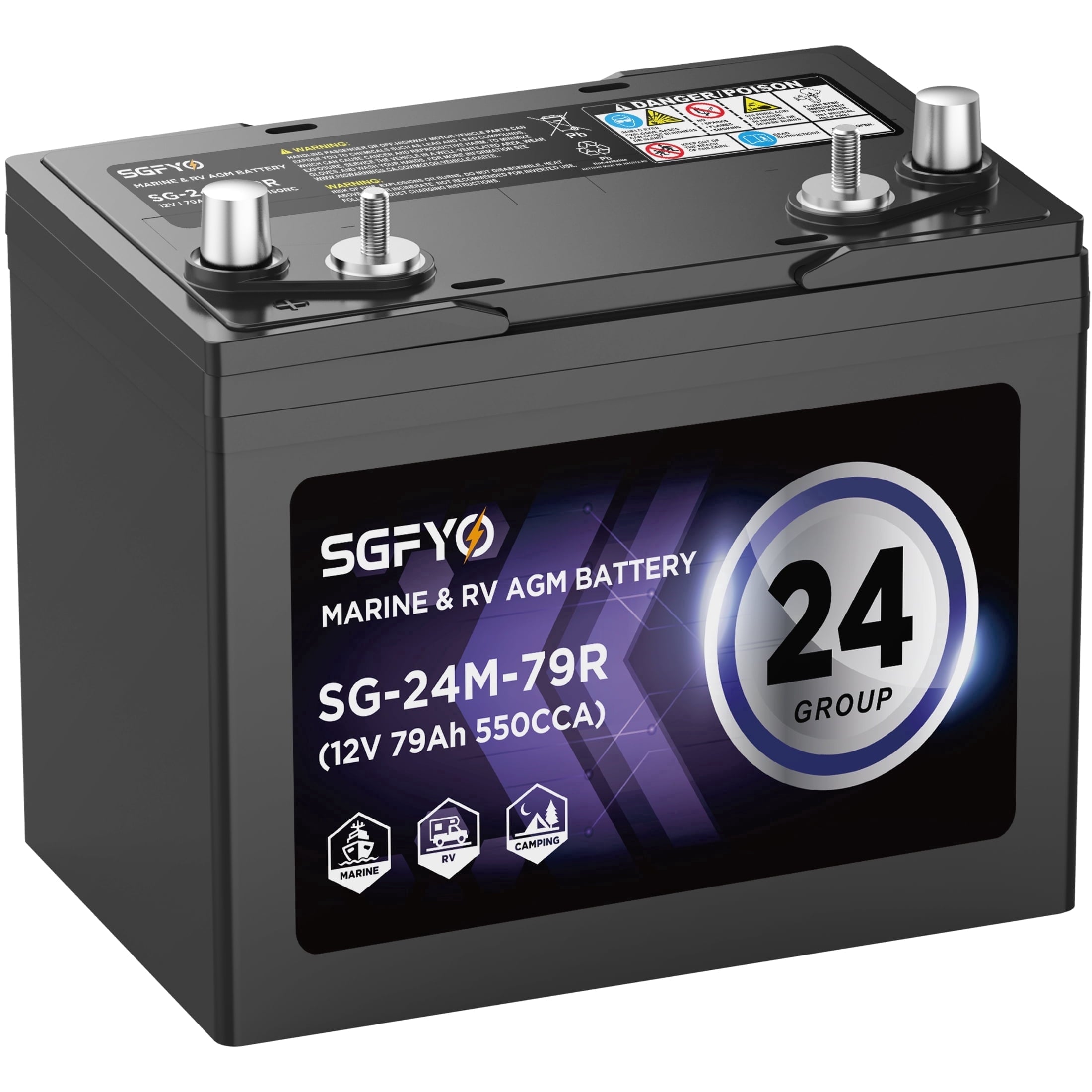 SGFYO Group Size 31M Dual Purpose Marine Battery,12V 105Ah 825CCA 200RC AGM Starter and Deep Cycle RV & Boat Batteries