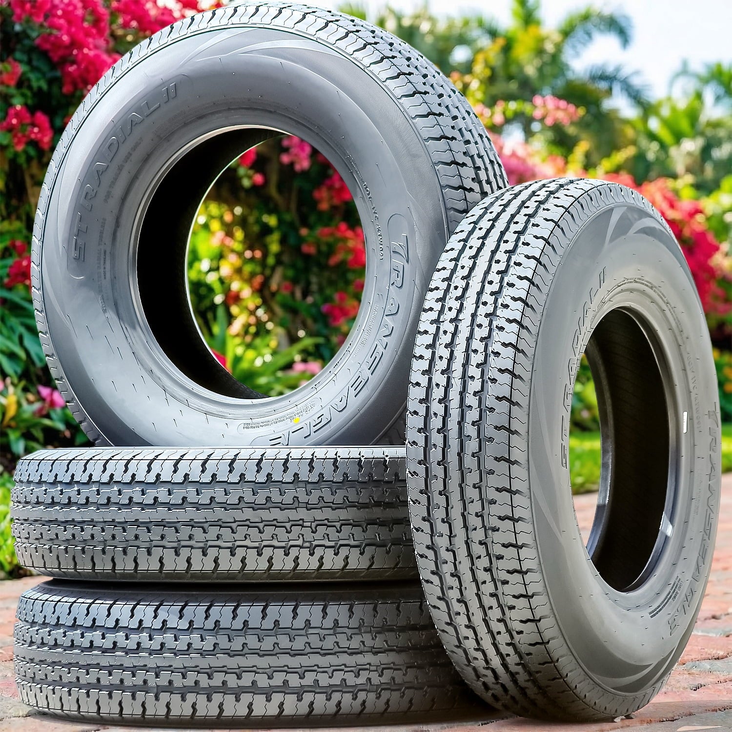 Set of 4 Transeagle ST Radial II Steel Belted ST225/75R15 225/75R15 117/112L E 10 Ply Trailer Tires