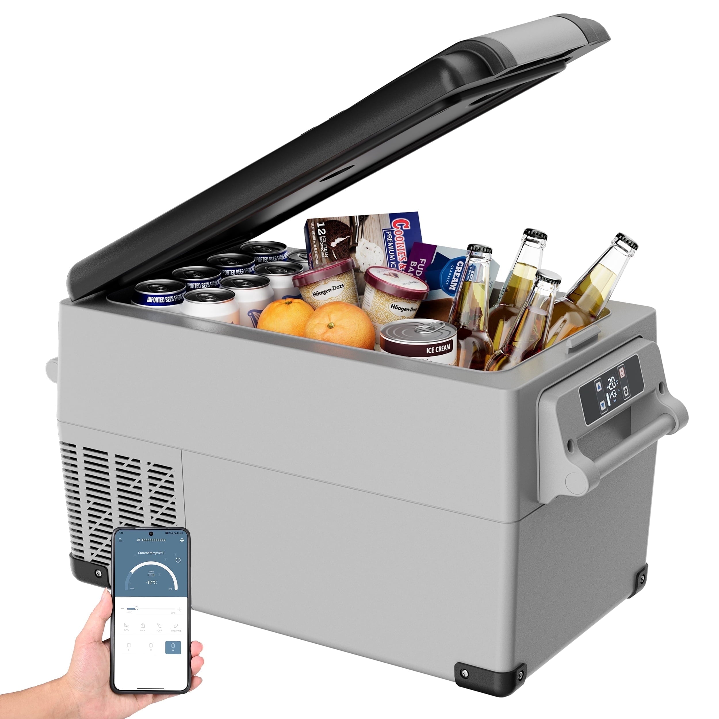 SIMZLIFE 12V Electric Car Refrigerator, 59QT RV Freezer Fridge, DC & AC - Home, Travel, Camping, Outdoor - Gray, 36.8 lb