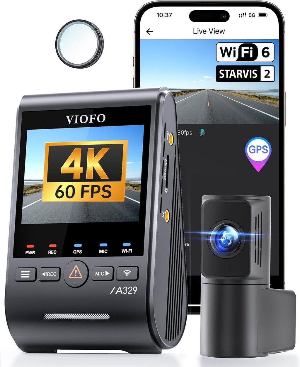 VIOFO Dash Cam A329S Front and Rear 2-Channel 4K 60FPS Dual STARVIS 2 Sensors