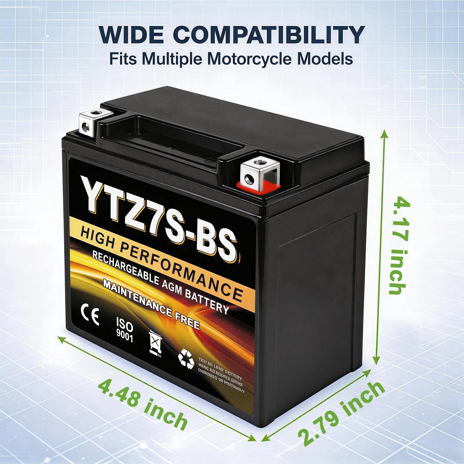 Anlibatt YTX20HL-BS Motorcycle Battery 12V 18Ah 300CCA Rechargeable Sealed Batteries Powersport Replacement for ATV, Scooter, Jet ski, Dirt Bike