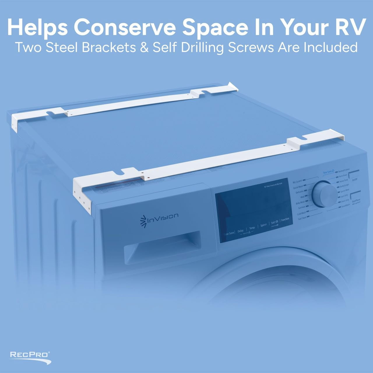 RecPro RV 2.5 Cu Ft White Washing Machine and Dryer Combo Options | Stacking Mounting Kit | Front Load Washer and Dryer (Washing Machine and Dryer Combo)