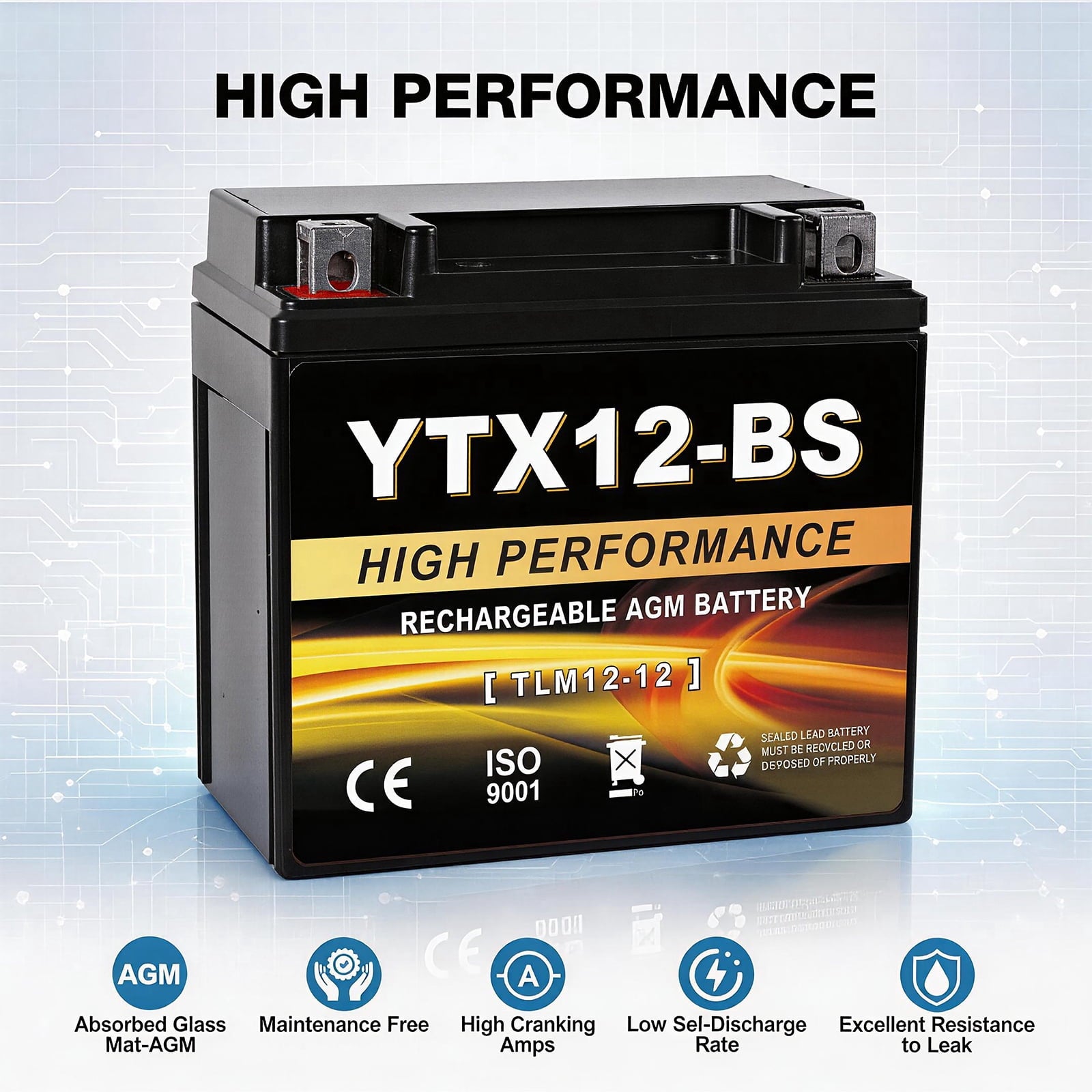 Anlibatt YTX20HL-BS Motorcycle Battery 12V 18Ah 300CCA Rechargeable Sealed Batteries Powersport Replacement for ATV, Scooter, Jet ski, Dirt Bike