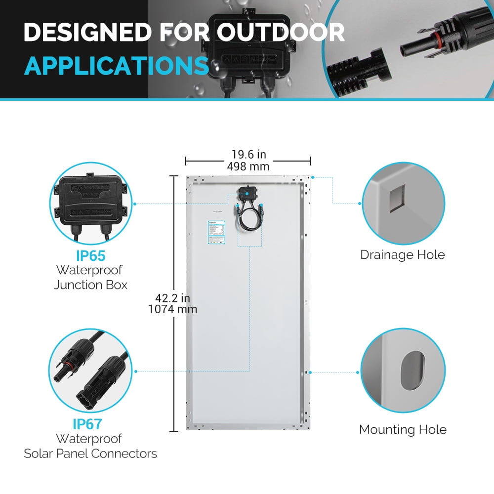 Renogy 400W 12V Solar Panel Monocrystalline Bundle Kit for RV/Boat/Cabin/Battery Applications