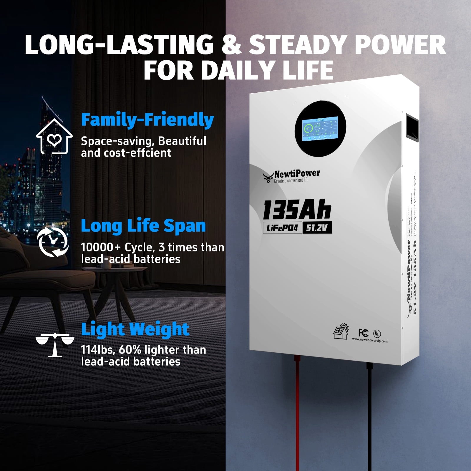48V 135Ah 5.12KW Server Rack Lithium LiFePO4 Battery with Monitor&200A BMS Grade A Cells, Supports CAN/RS232/RS485,10000+ Cycles,Perfect for RV,Home Storage,Solar Power System